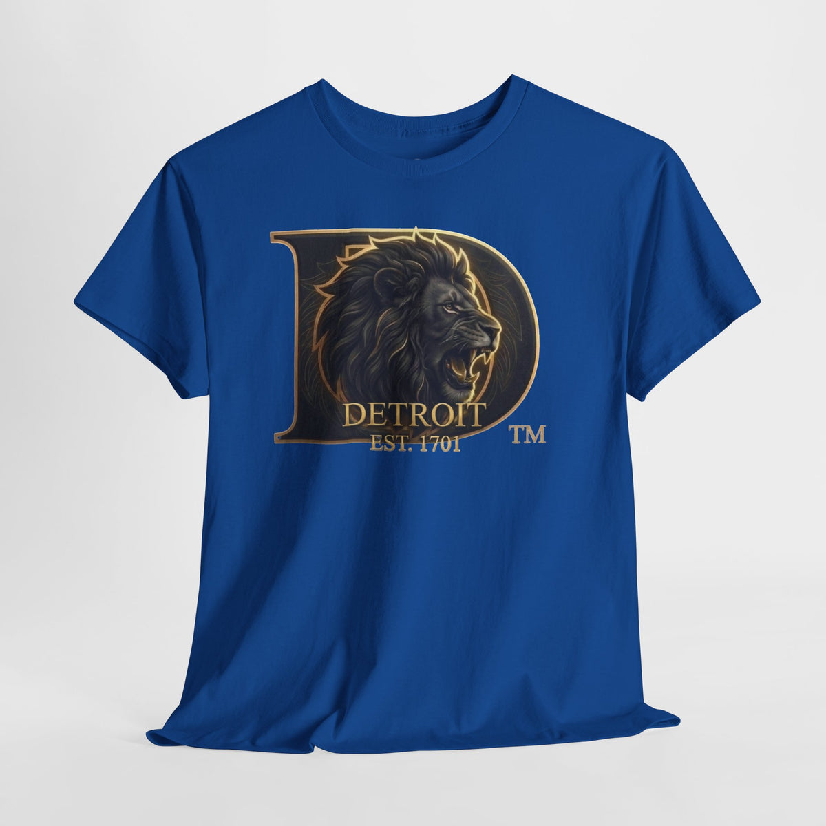 Men's Detroit Pride Lion D T Shirt — Gold Foil Monogram Detroit Lion Graphic(Unisex)