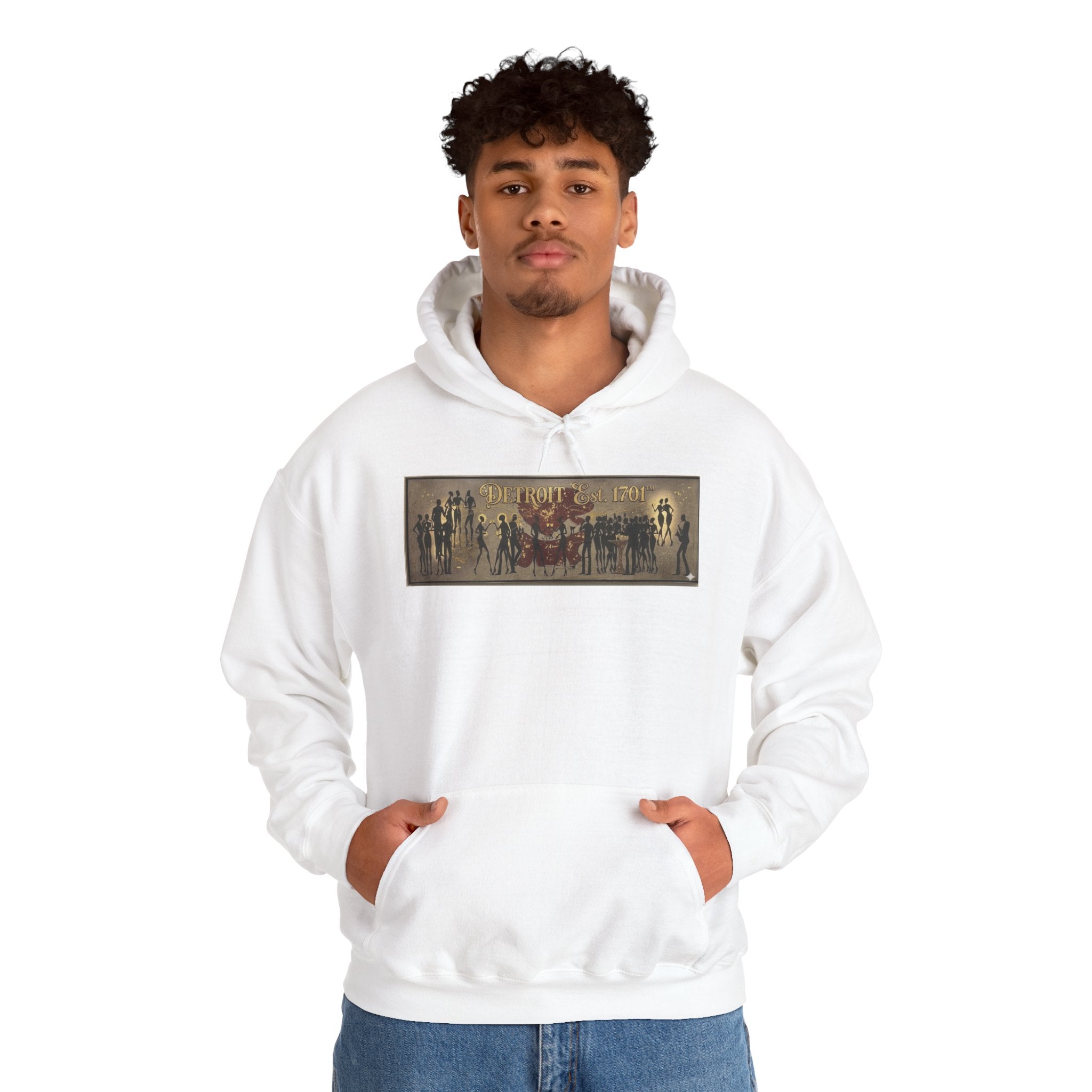 Detroit Pride Vintage Silhouette Artwork Hoodie — Motor City Midnight Graphic Pullover