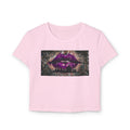 Women's Detroit Purple Lips Crop Baby Tee — Graffiti Skyline Graphic