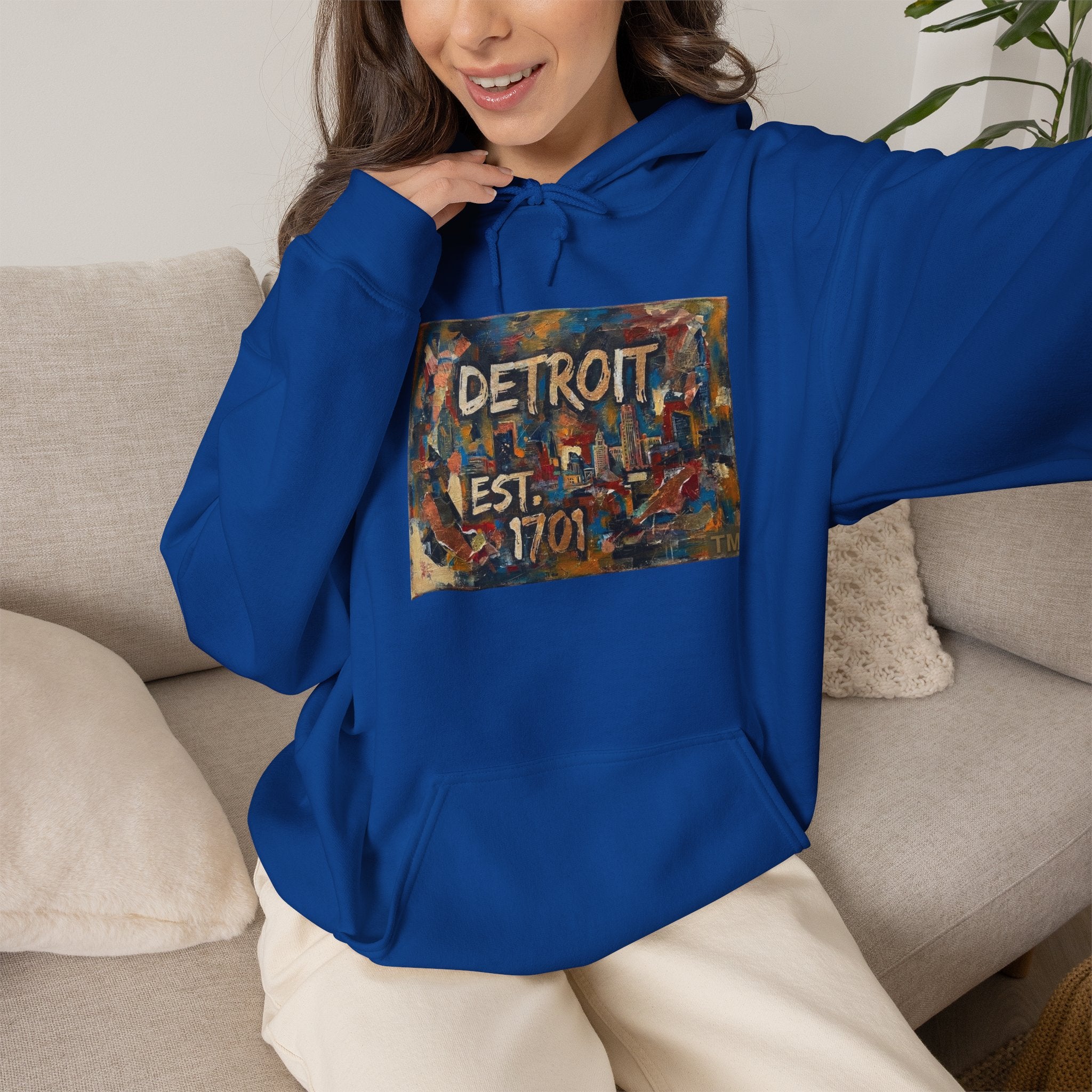Detroit City Mural Hoodie — Abstract Painterly Graphic Pullover | Motor City Street Art