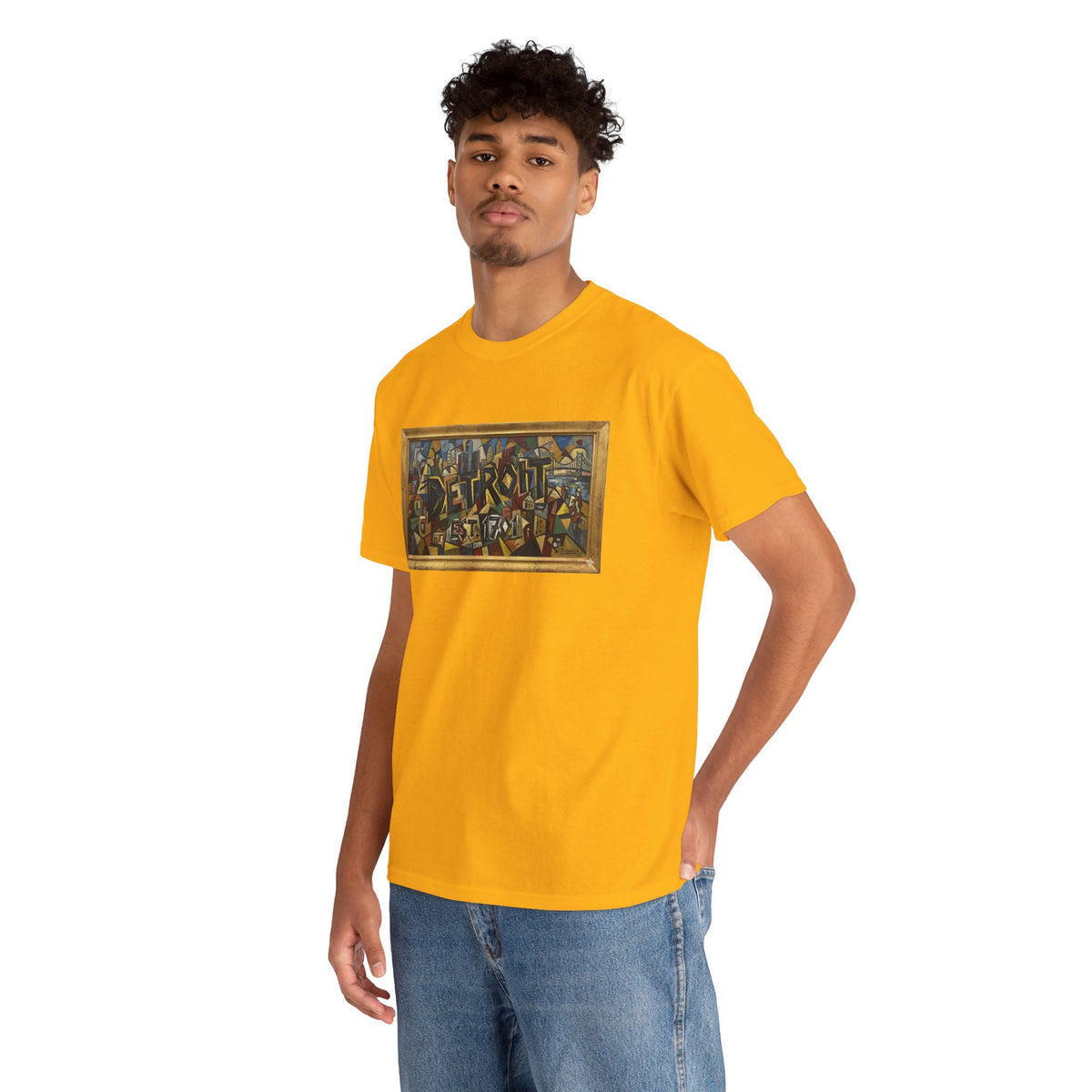 Men's Abstract Cubist Art T-Shirt — Framed Modern Painting Graphic(Unisex)