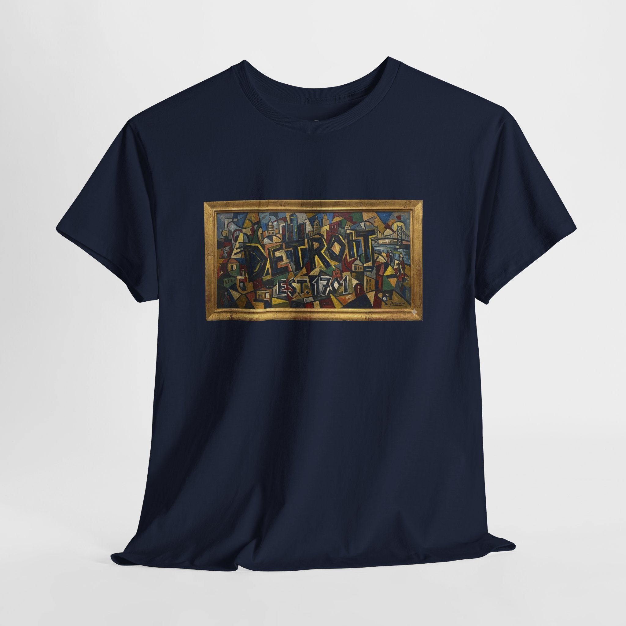 Men's Abstract Cubist Art T-Shirt — Framed Modern Painting Graphic(Unisex)