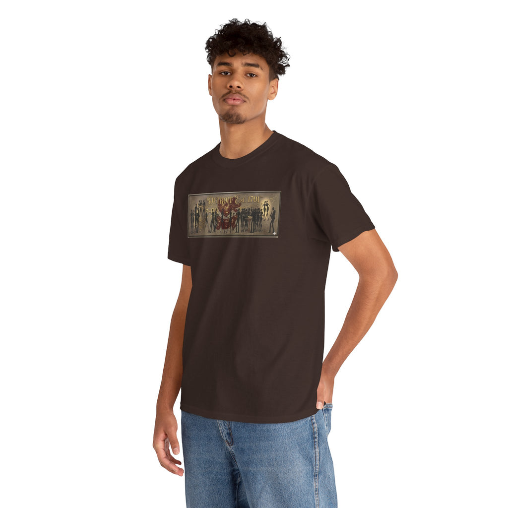 Detroit Pride Vintage Silhouette Artwork Tee — Motor City Midnight Graphic Cotton T-Shirt