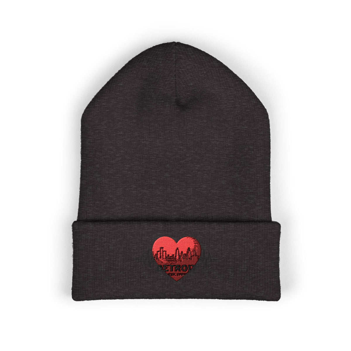 Detroit Heartbeat Beanie — Embroidered Cuffed Knit Hat