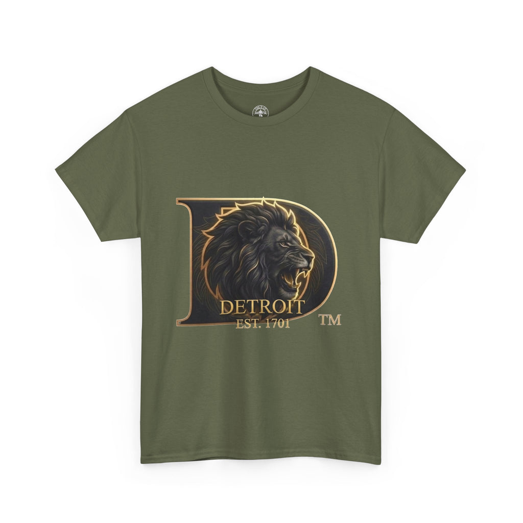 Men's Detroit Pride Lion D T Shirt — Gold Foil Monogram Detroit Lion Graphic(Unisex)