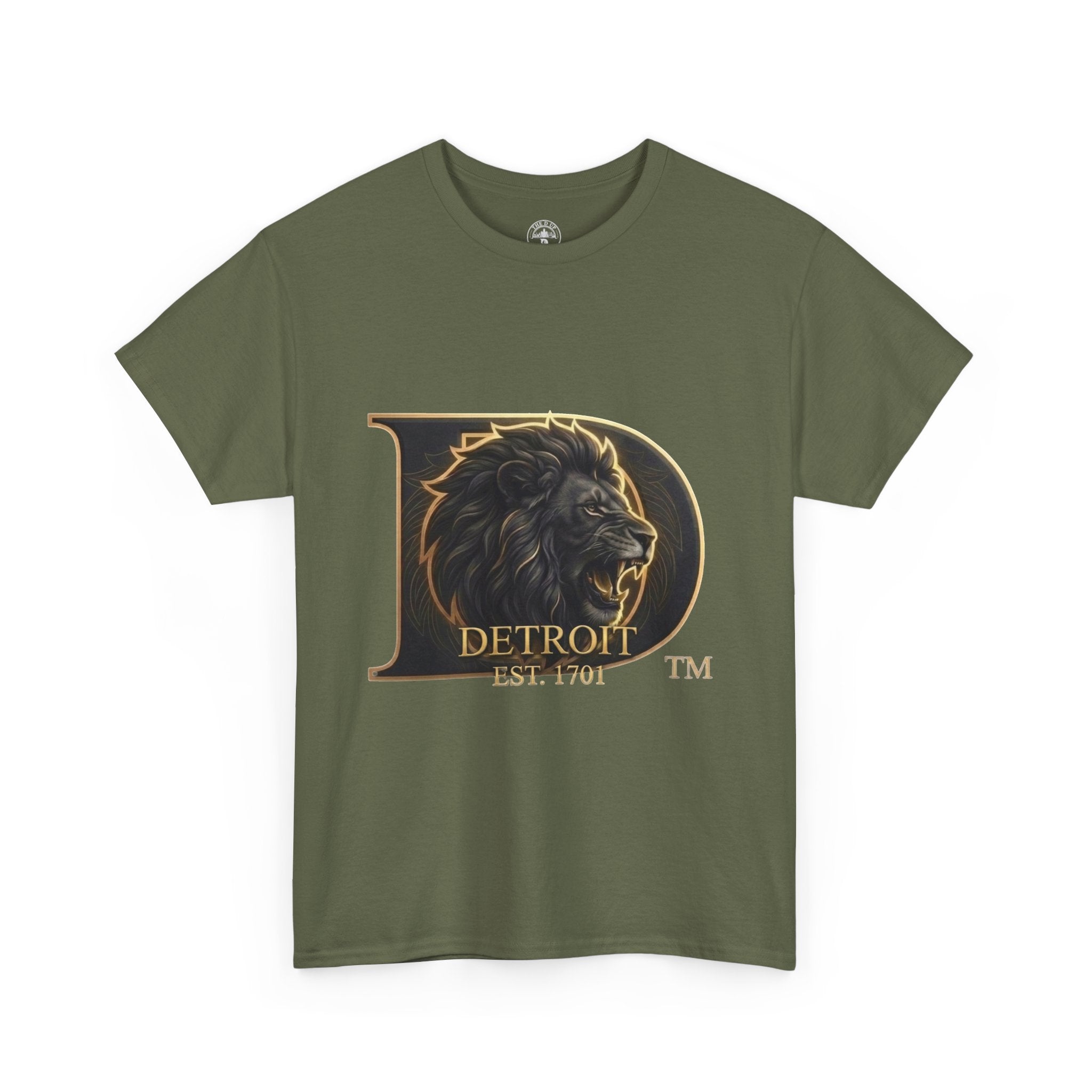 Men's Detroit Pride Lion D T Shirt — Gold Foil Monogram Detroit Lion Graphic(Unisex)