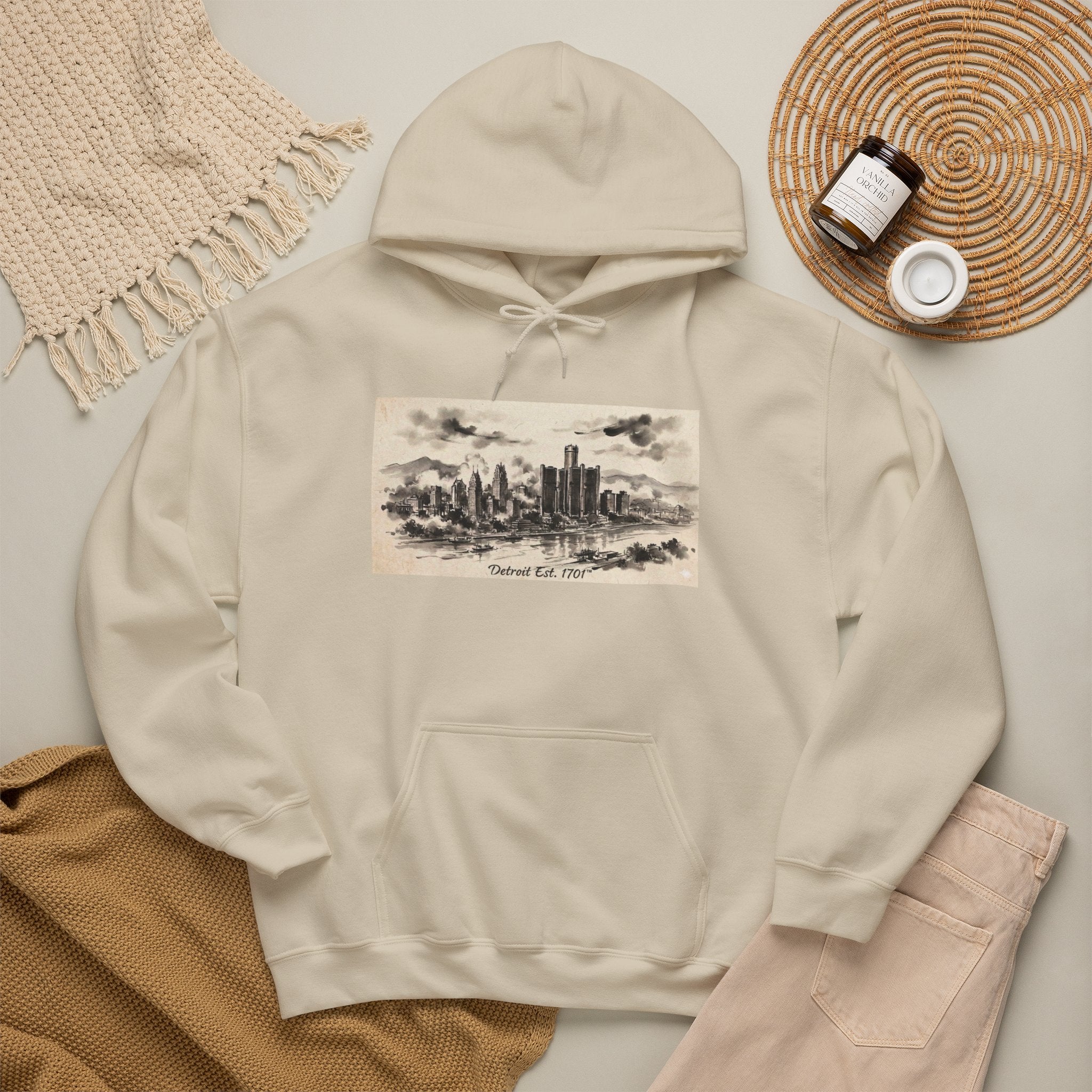 Detroit Pride Vintage Skyline Hoodie — "Detroit, Est. 1701" Pullover | Motor City Roots