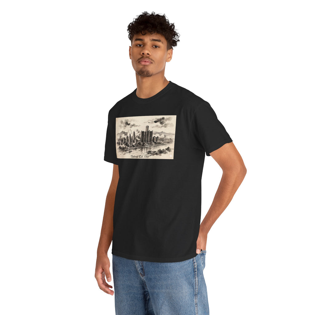 Detroit Pride Vintage Skyline Tee — "Detroit, Est. 1701" Cotton T-Shirt | Motor City Roots