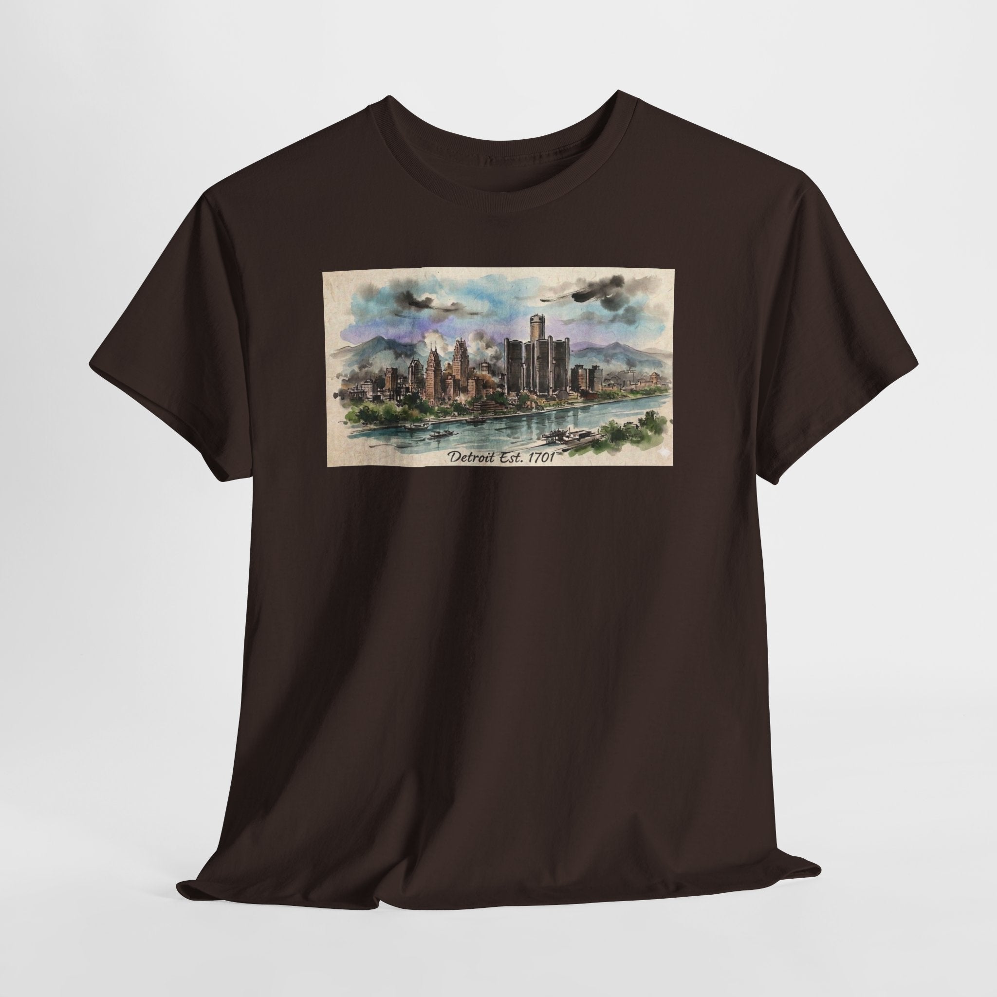 Women's City Skyline Tee — Detroit Est. 1701 Vintage Watercolor Graphic T-Shirt