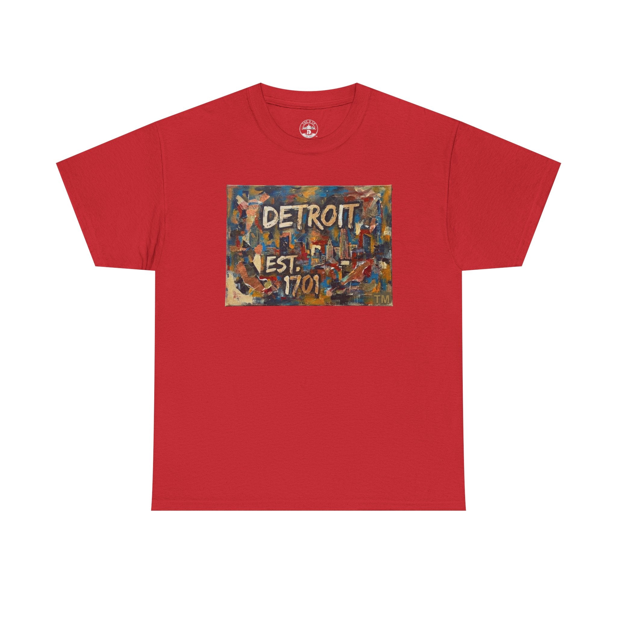 Detroit Abstract Painterly Mural T-Shirt — "DETROIT" Graphic Cotton Tee | Motor City Street Art