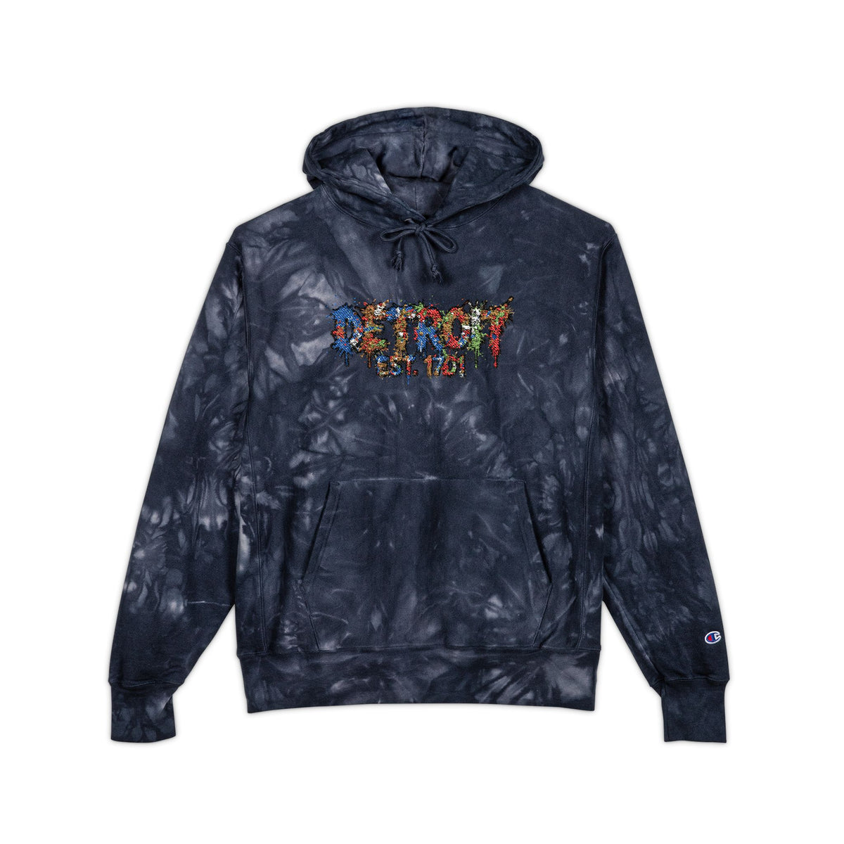 Unisex Detroit Paint Spatter Tie-Dye Embroidered Hoodie