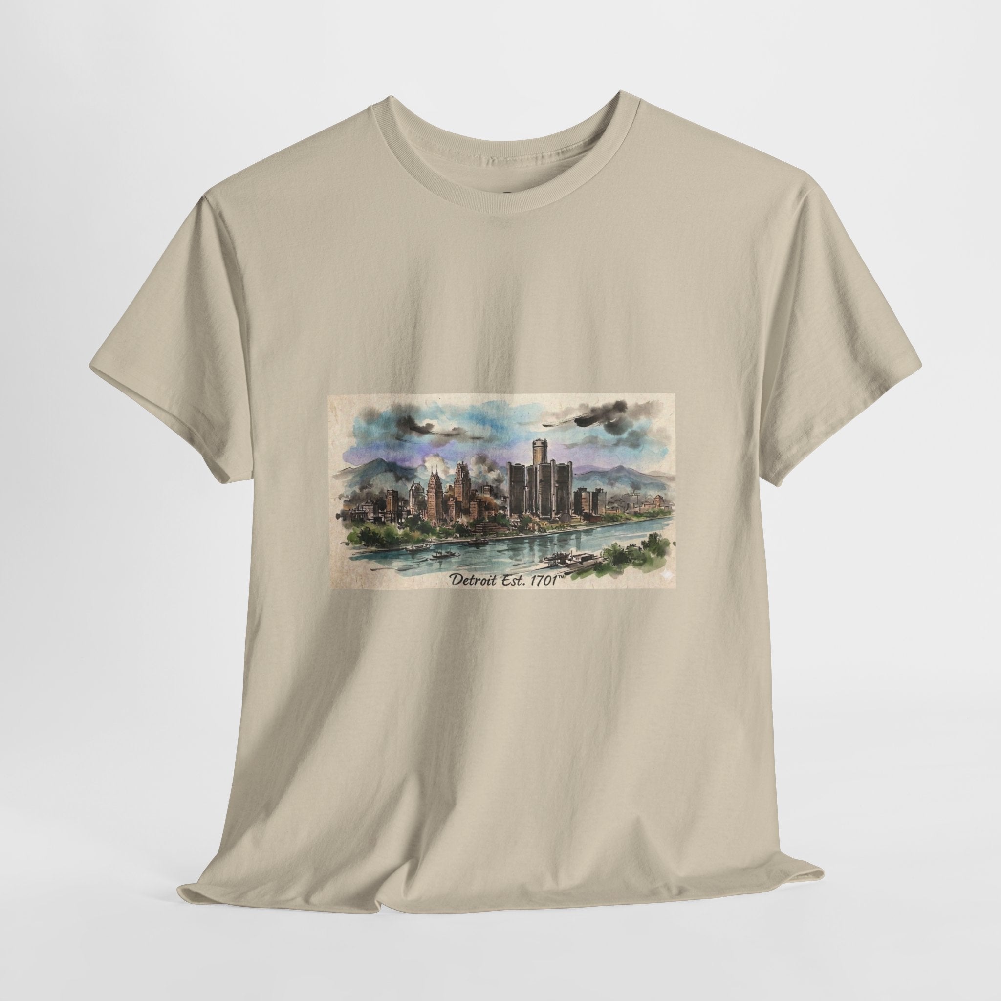 Women's City Skyline Tee — Detroit Est. 1701 Vintage Watercolor Graphic T-Shirt