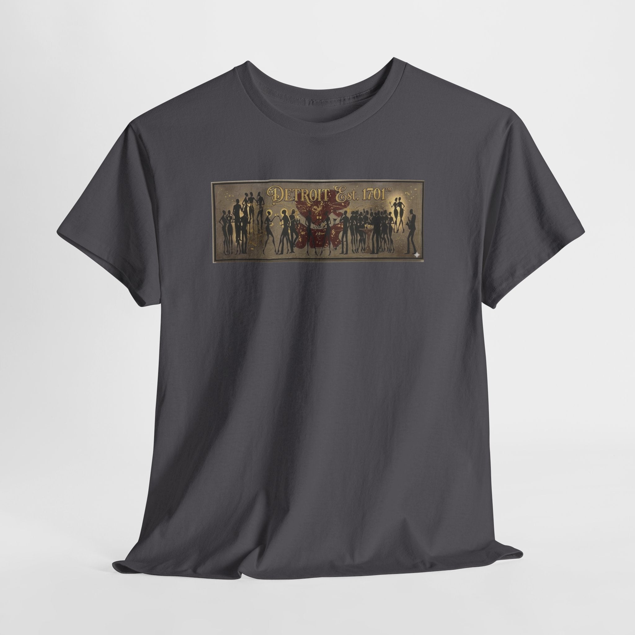 Detroit Pride Vintage Silhouette Artwork Tee — Motor City Midnight Graphic Cotton T-Shirt