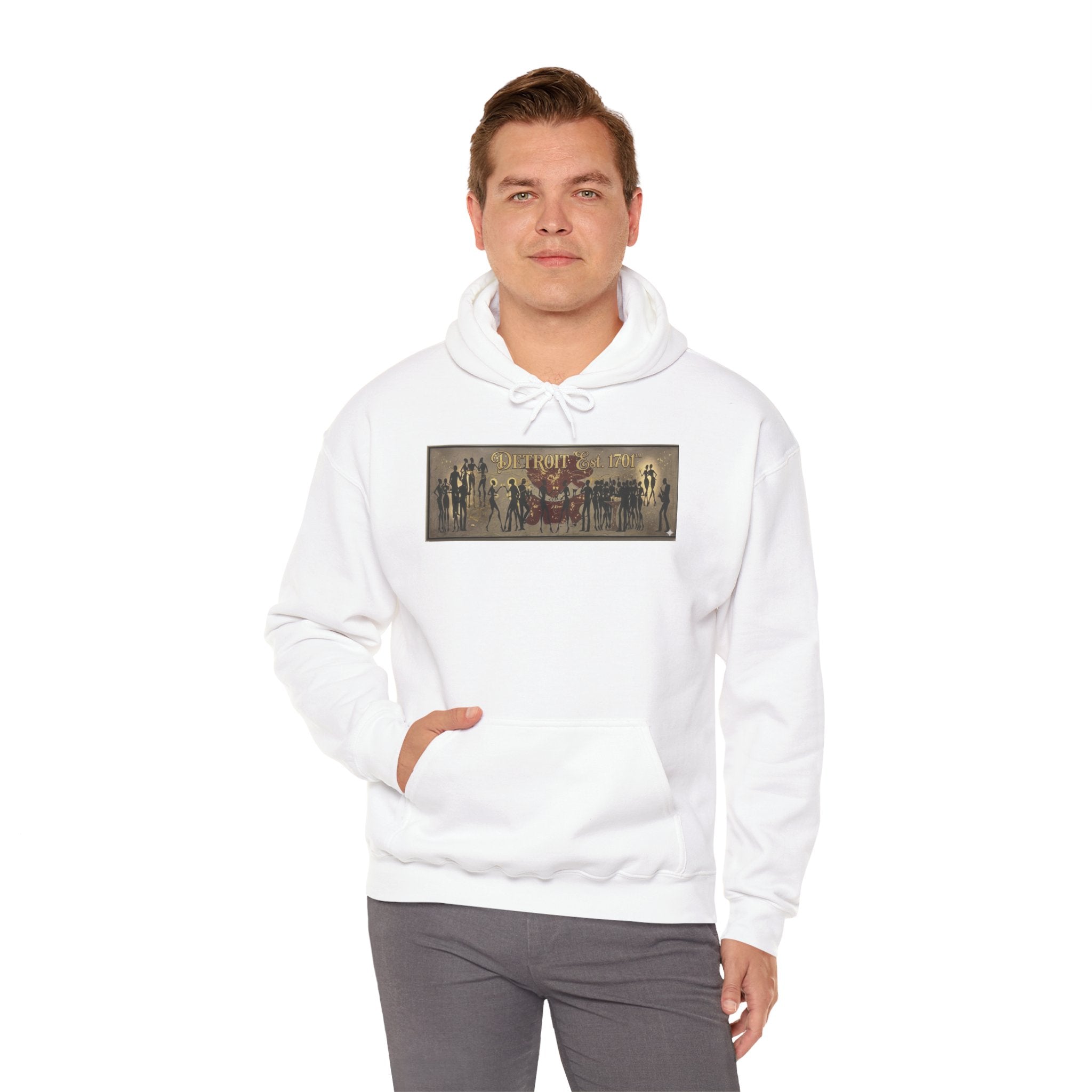 Detroit Pride Vintage Silhouette Artwork Hoodie — Motor City Midnight Graphic Pullover