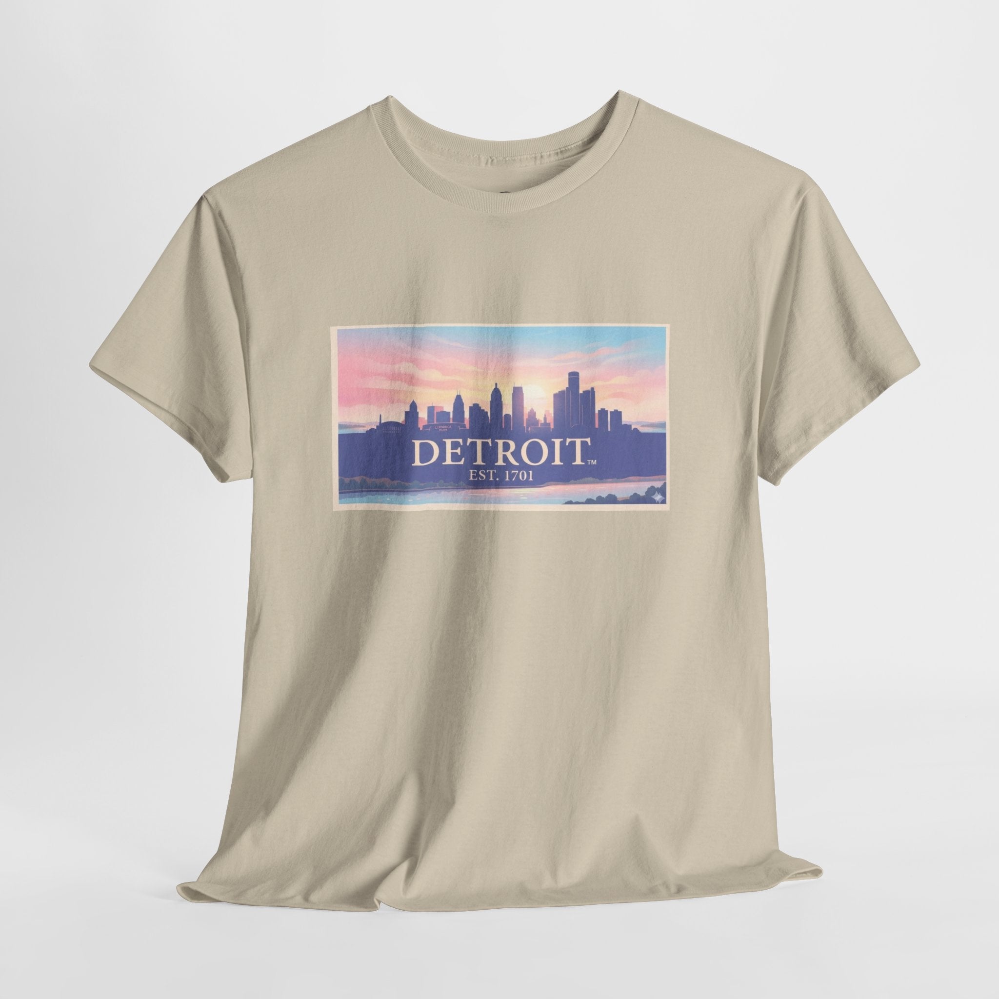 Women's Detroit Skyline T-Shirt – Pastel Sunset Cityscape