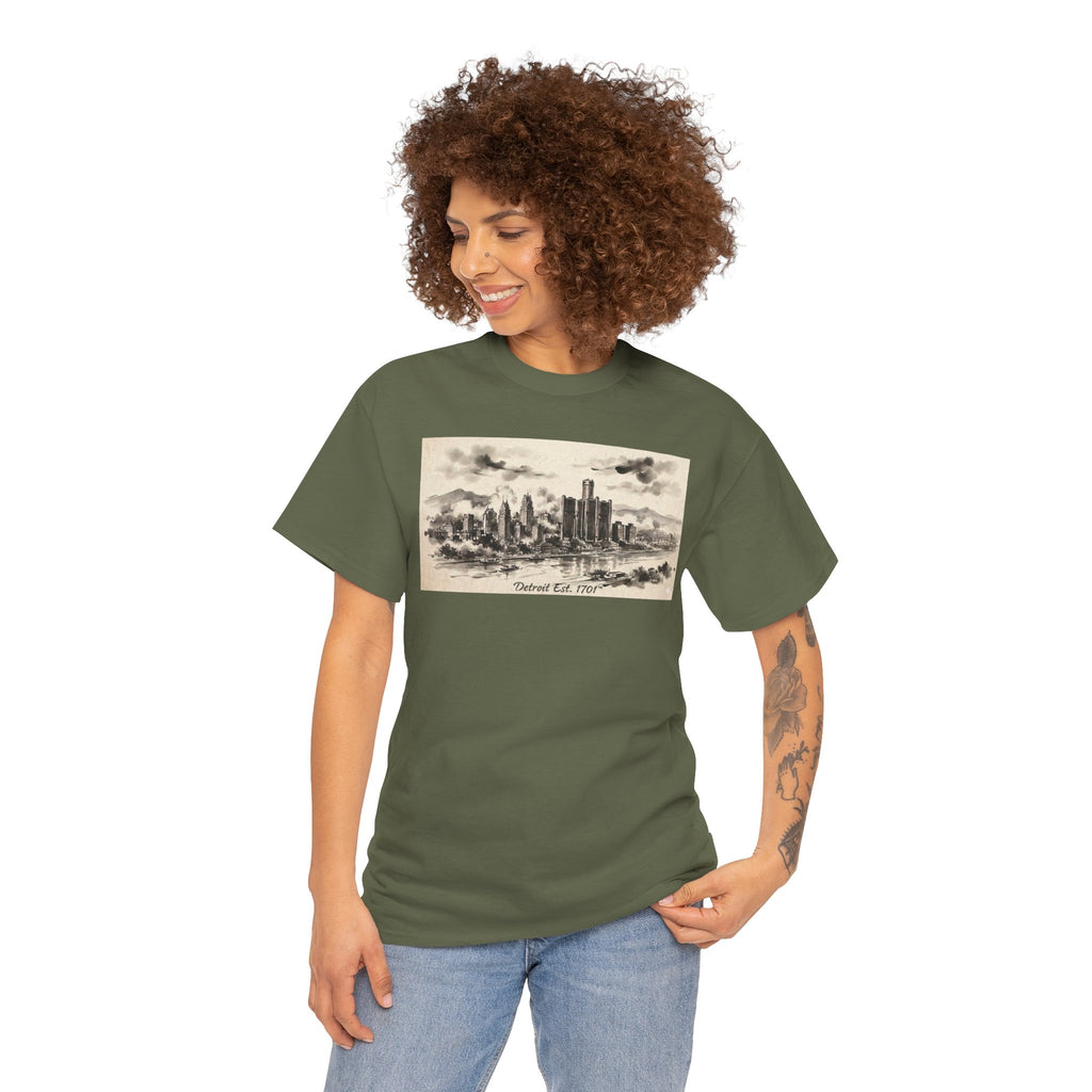 Detroit Pride Vintage Skyline Tee — "Detroit, Est. 1701" Cotton T-Shirt | Motor City Roots