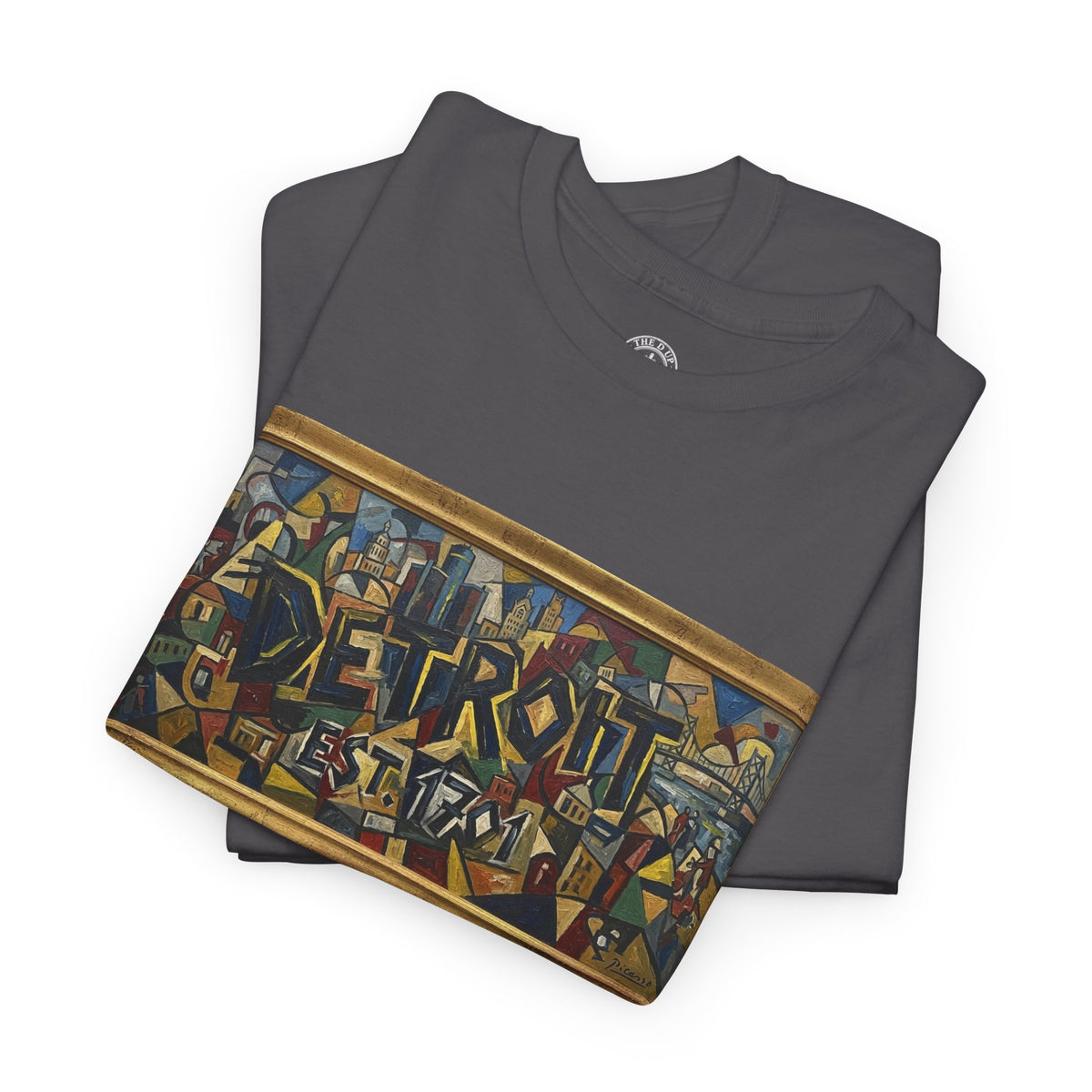Men's Abstract Cubist Art T-Shirt — Framed Modern Painting Graphic(Unisex)