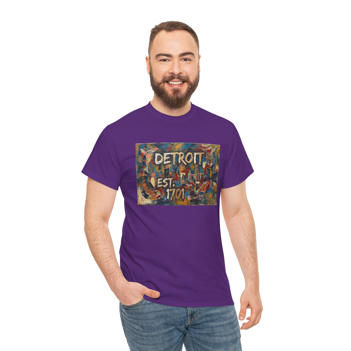 Detroit Abstract Painterly Mural T-Shirt — "DETROIT" Graphic Cotton Tee | Motor City Street Art