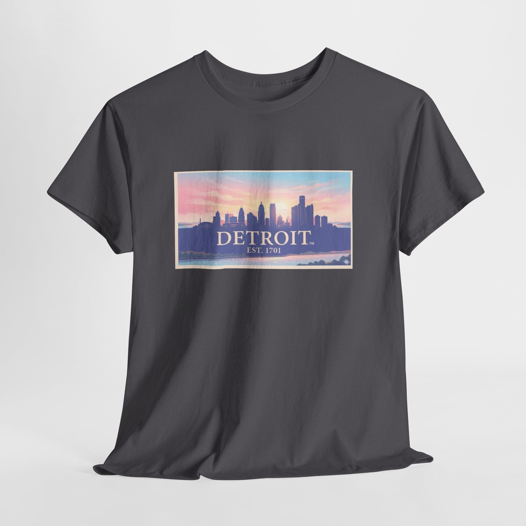 Women's Detroit Skyline T-Shirt – Pastel Sunset Cityscape