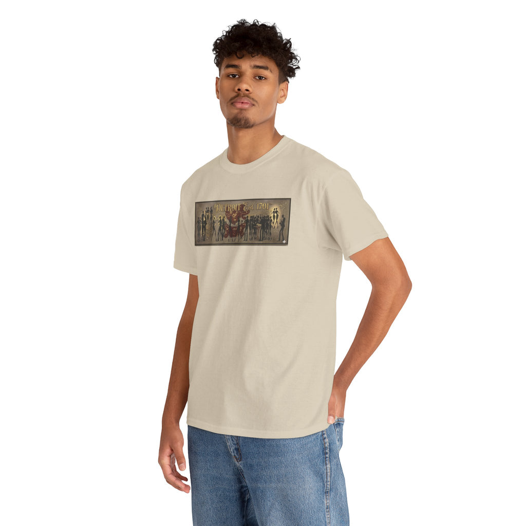 Detroit Pride Vintage Silhouette Artwork Tee — Motor City Midnight Graphic Cotton T-Shirt