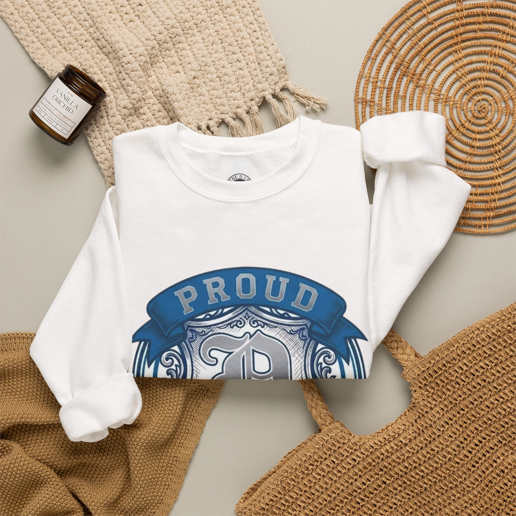 Proud to Be a D Detroit Crewneck Sweatshirt — Vintage Crest Motor City Pullover