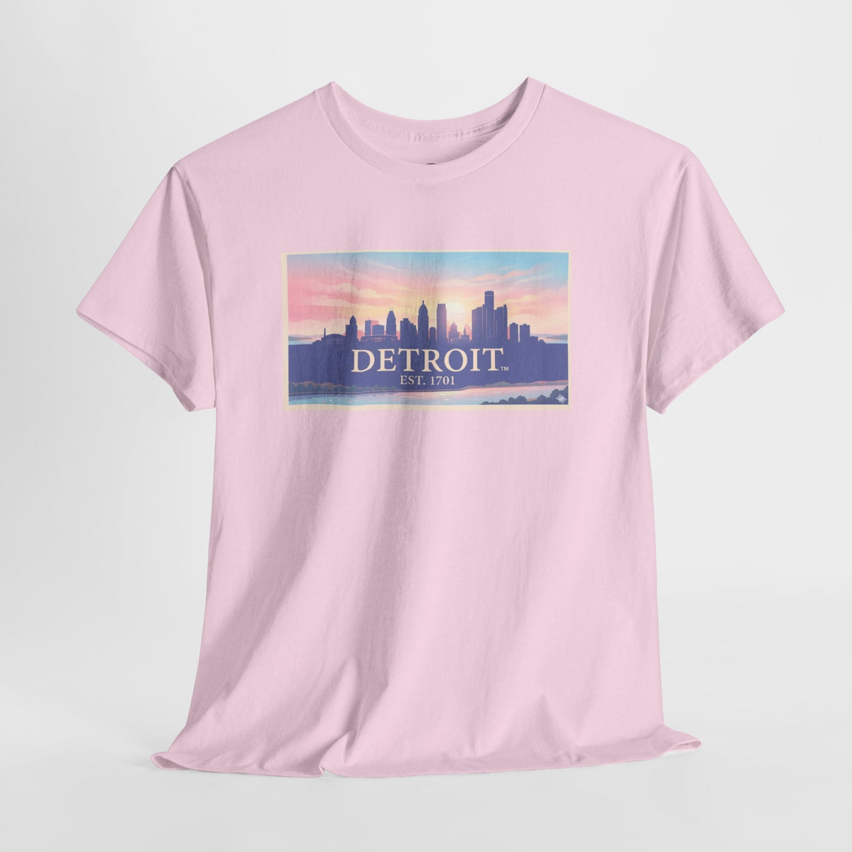 Women's Detroit Skyline T-Shirt – Pastel Sunset Cityscape