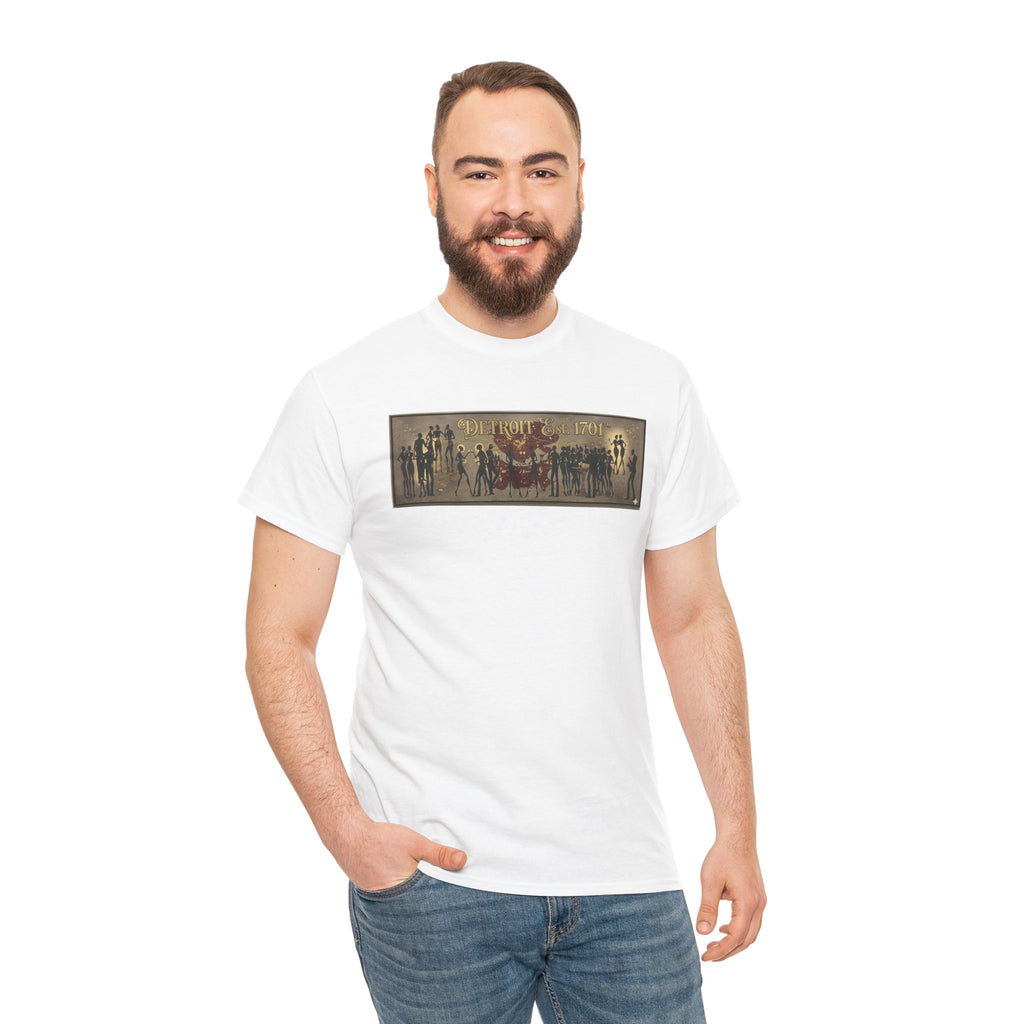 Detroit Pride Vintage Silhouette Artwork Tee — Motor City Midnight Graphic Cotton T-Shirt