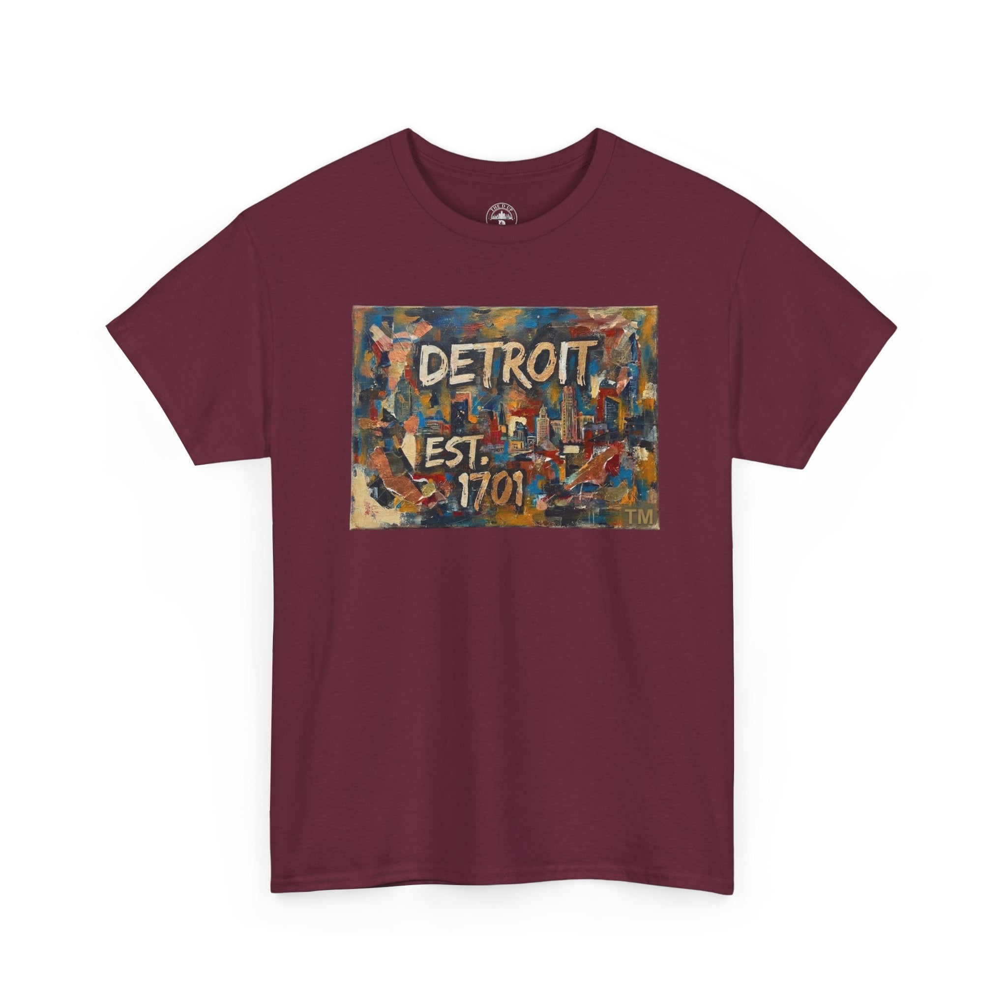 Detroit Abstract Painterly Mural T-Shirt — "DETROIT" Graphic Cotton Tee | Motor City Street Art