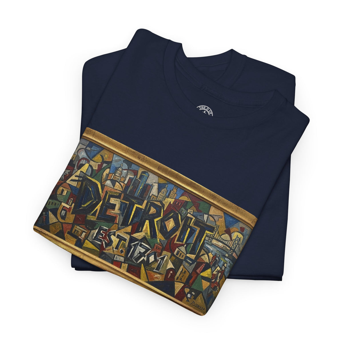 Men's Abstract Cubist Art T-Shirt — Framed Modern Painting Graphic(Unisex)