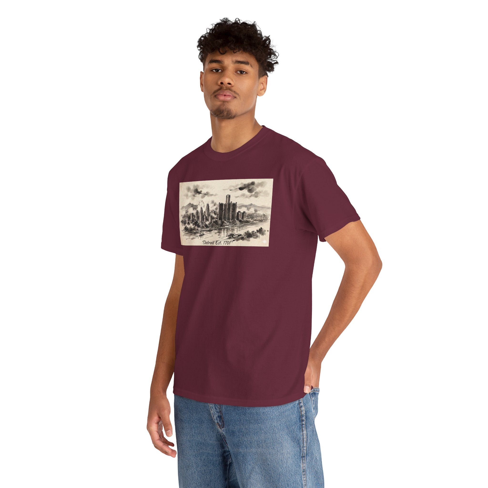 Detroit Pride Vintage Skyline Tee — "Detroit, Est. 1701" Cotton T-Shirt | Motor City Roots
