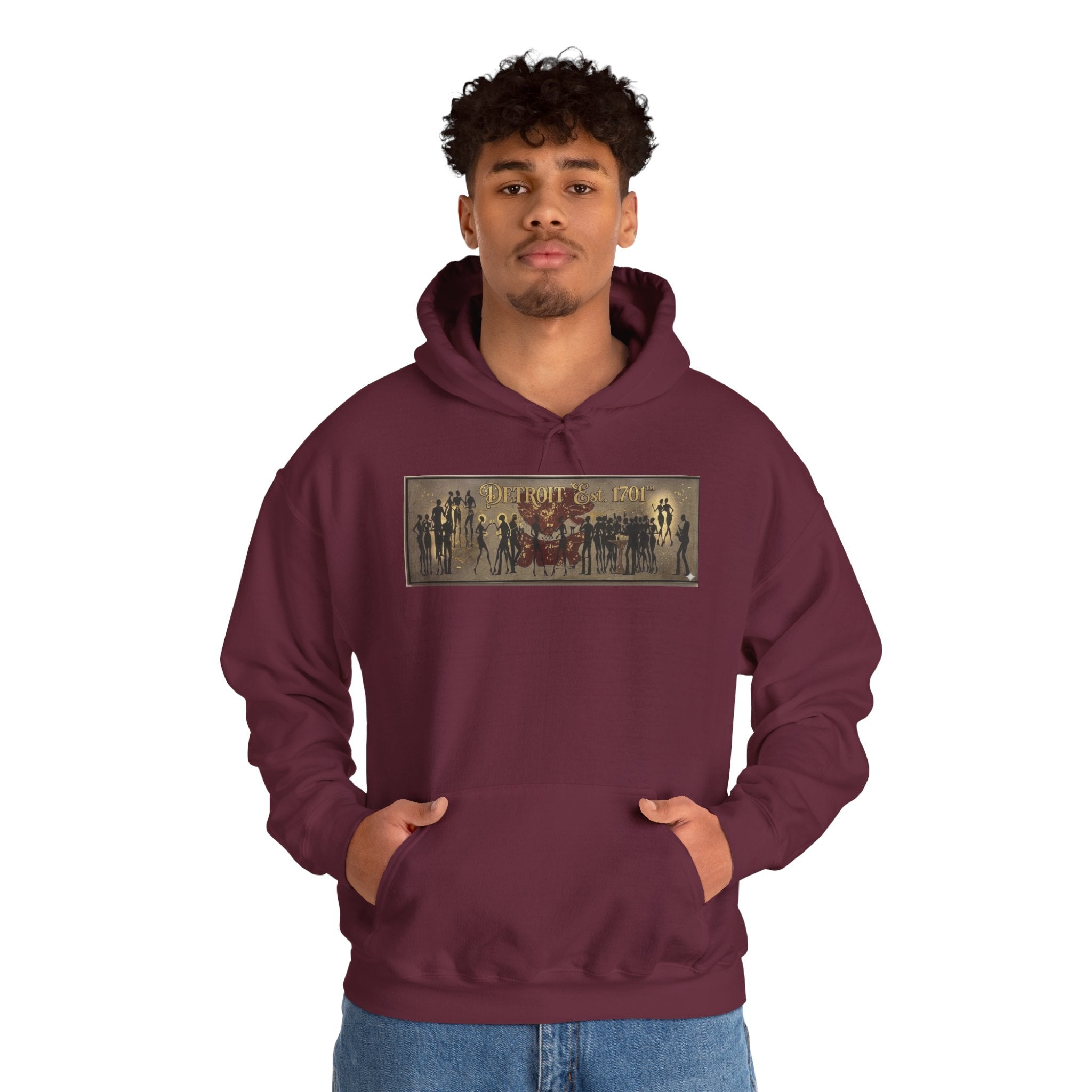 Detroit Pride Vintage Silhouette Artwork Hoodie — Motor City Midnight Graphic Pullover