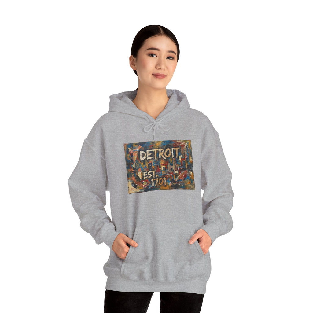 Detroit City Mural Hoodie — Abstract Painterly Graphic Pullover | Motor City Street Art