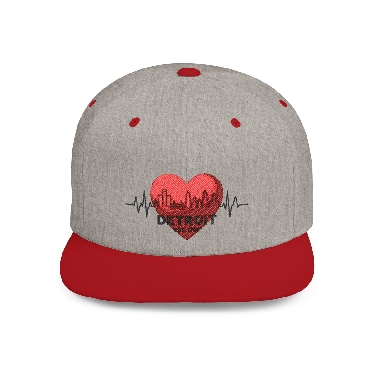 Detroit Heartbeat Snapback Hat — Embroidered City Heart Graphic