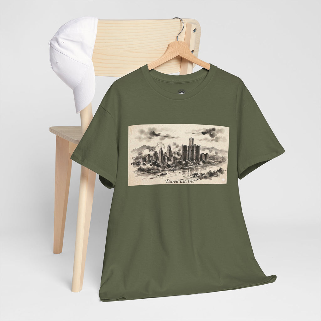 Detroit Pride Vintage Skyline Tee — "Detroit, Est. 1701" Cotton T-Shirt | Motor City Roots