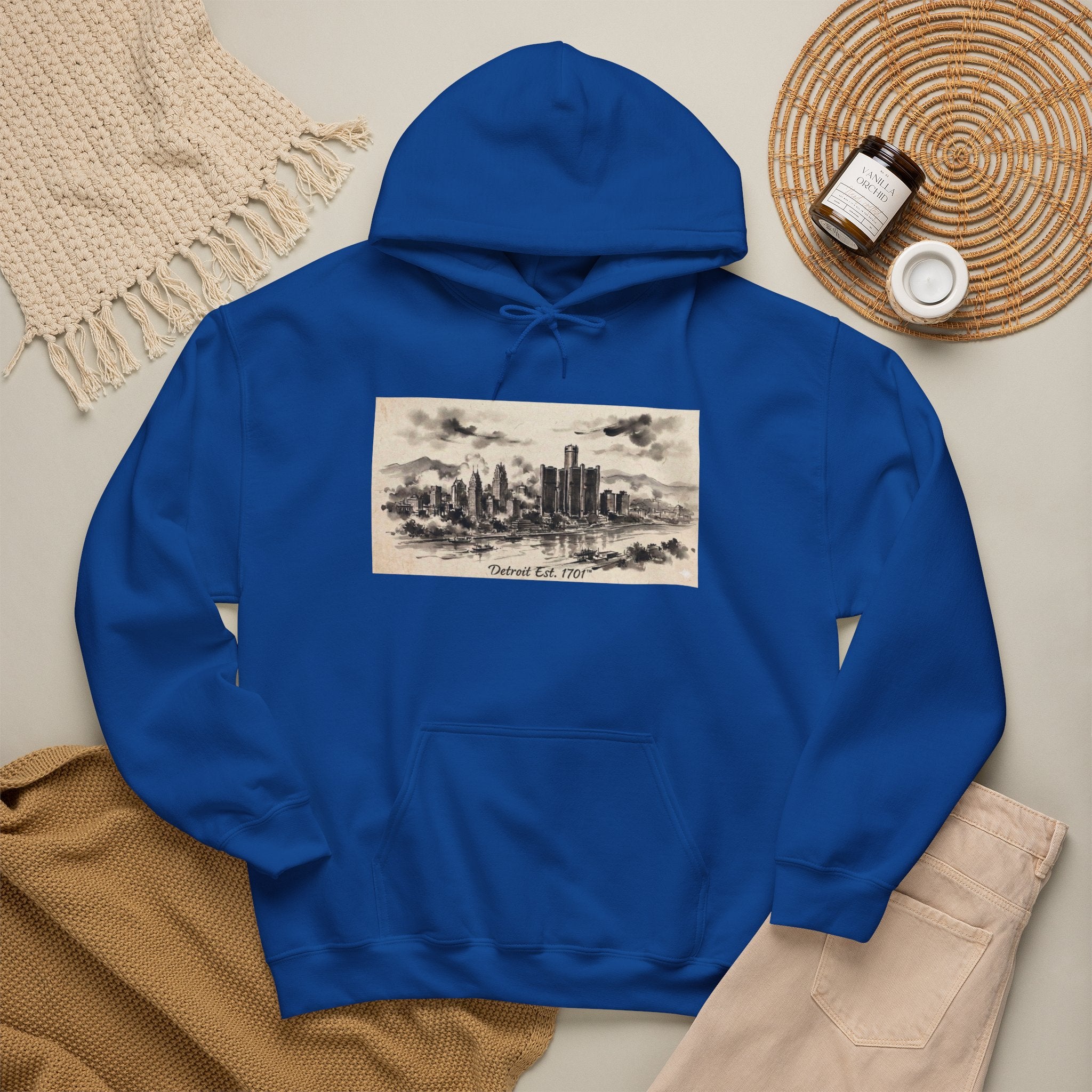 Detroit Pride Vintage Skyline Hoodie — "Detroit, Est. 1701" Pullover | Motor City Roots
