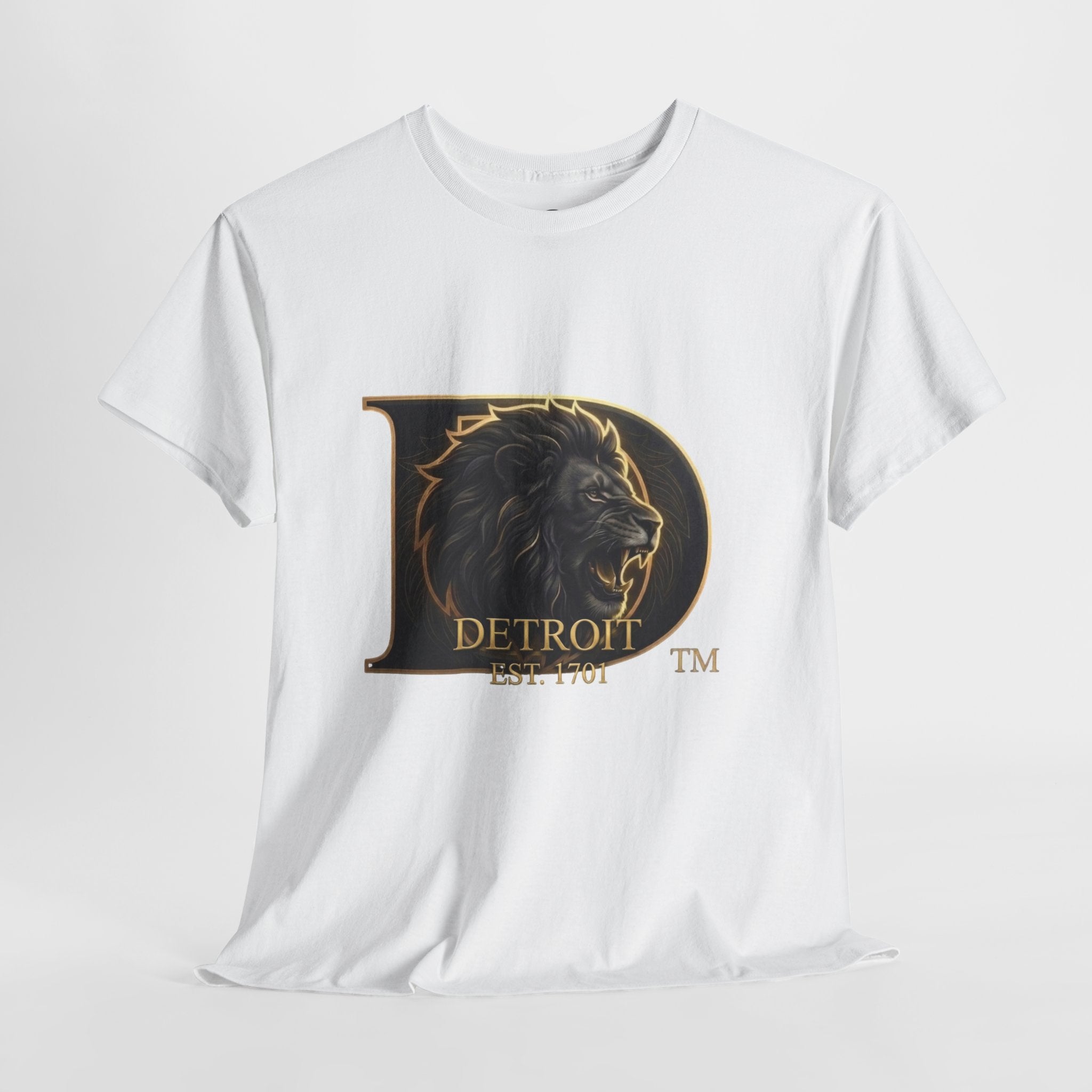 Men's Detroit Pride Lion D T Shirt — Gold Foil Monogram Detroit Lion Graphic(Unisex)
