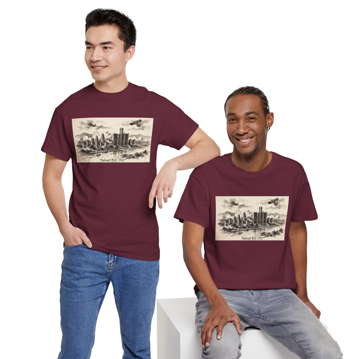 Detroit Pride Vintage Skyline Tee — "Detroit, Est. 1701" Cotton T-Shirt | Motor City Roots
