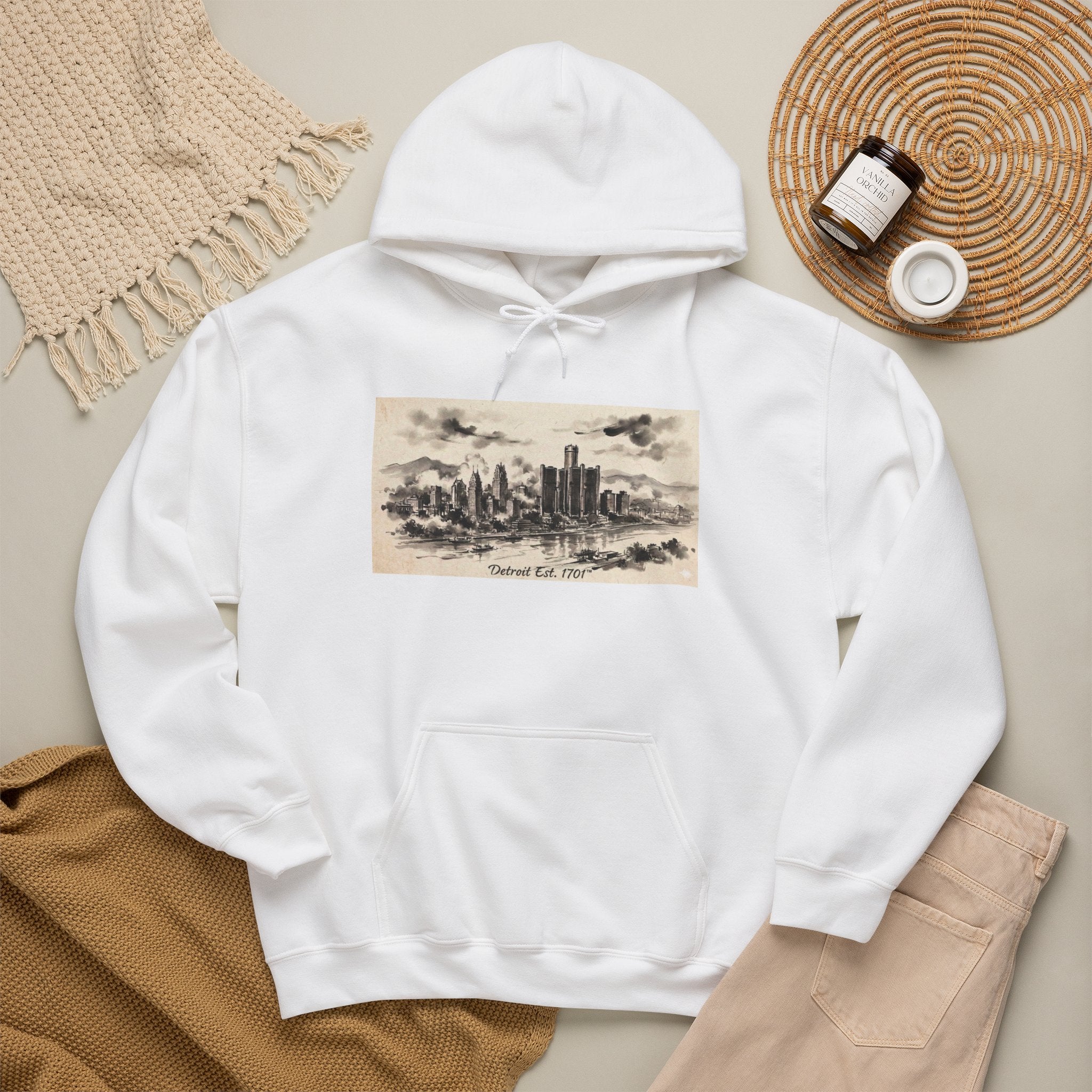 Detroit Pride Vintage Skyline Hoodie — "Detroit, Est. 1701" Pullover | Motor City Roots