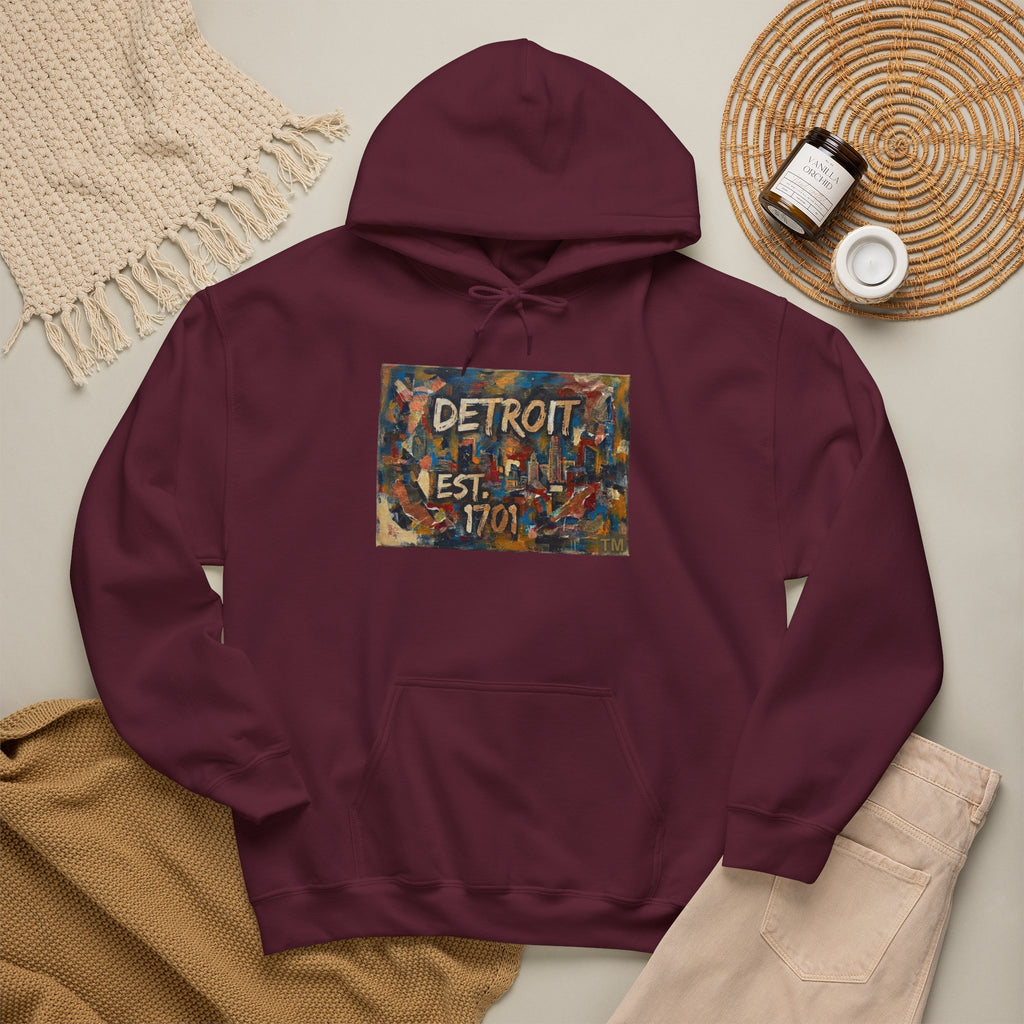 Detroit City Mural Hoodie — Abstract Painterly Graphic Pullover | Motor City Street Art