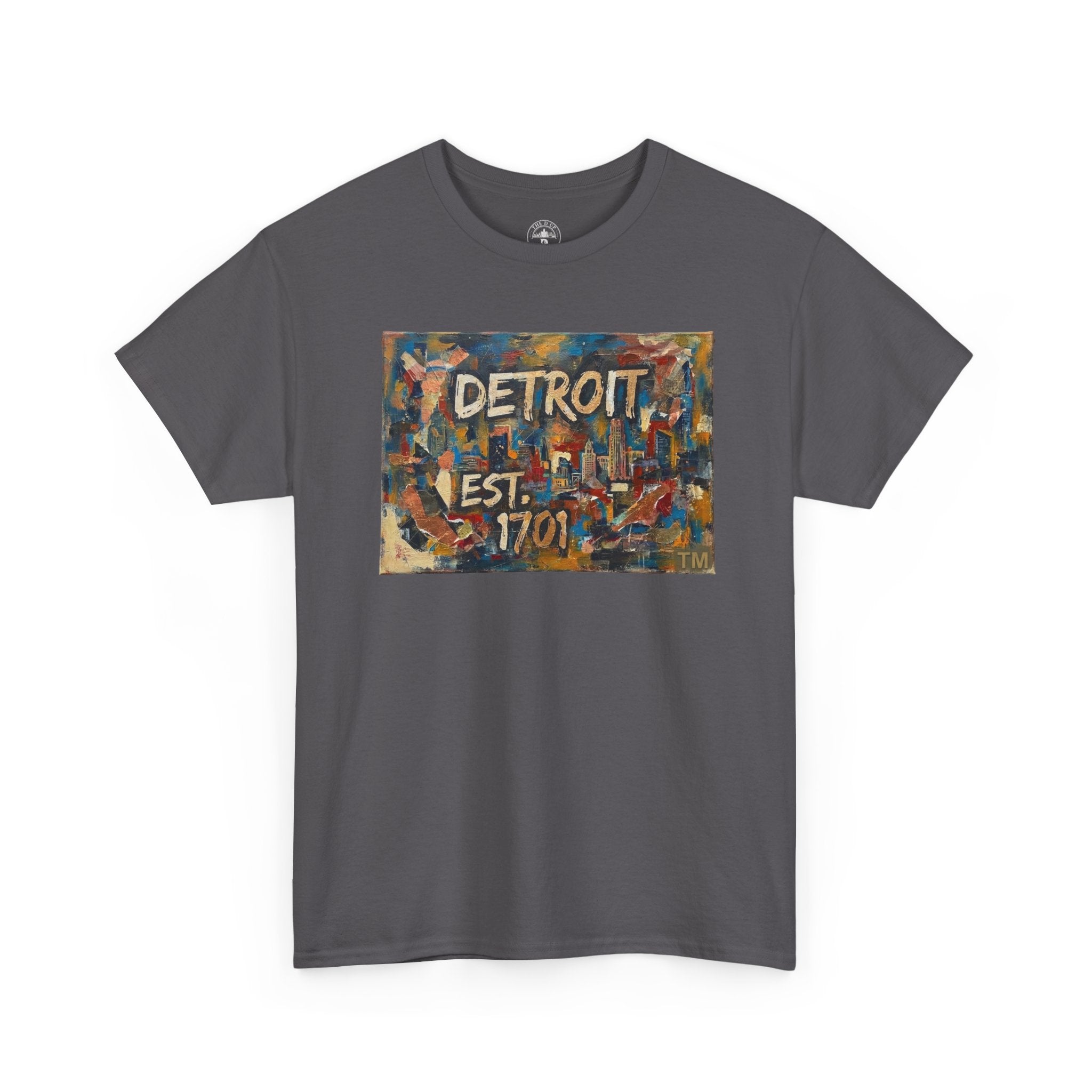 Detroit Abstract Painterly Mural T-Shirt — "DETROIT" Graphic Cotton Tee | Motor City Street Art