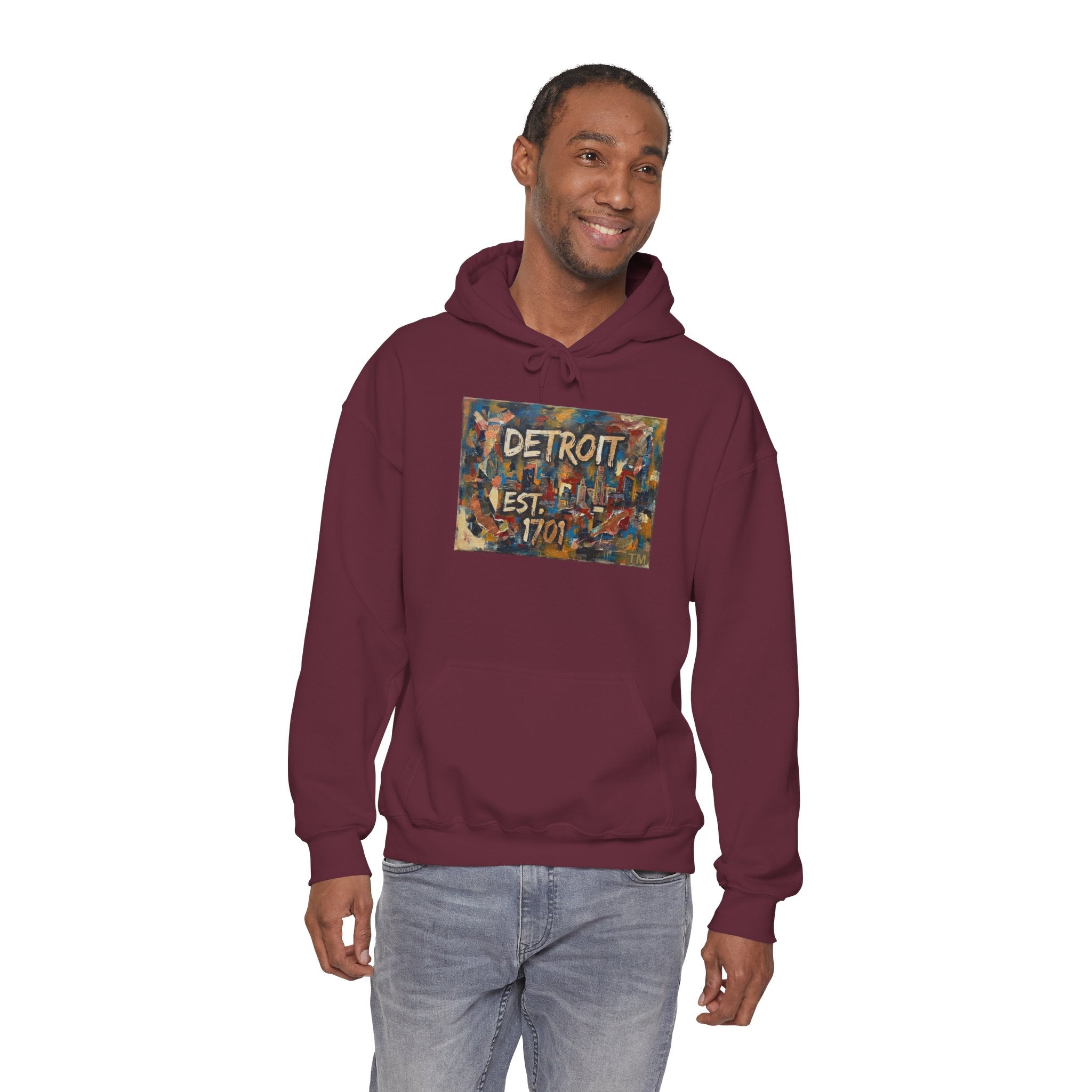 Detroit City Mural Hoodie — Abstract Painterly Graphic Pullover | Motor City Street Art