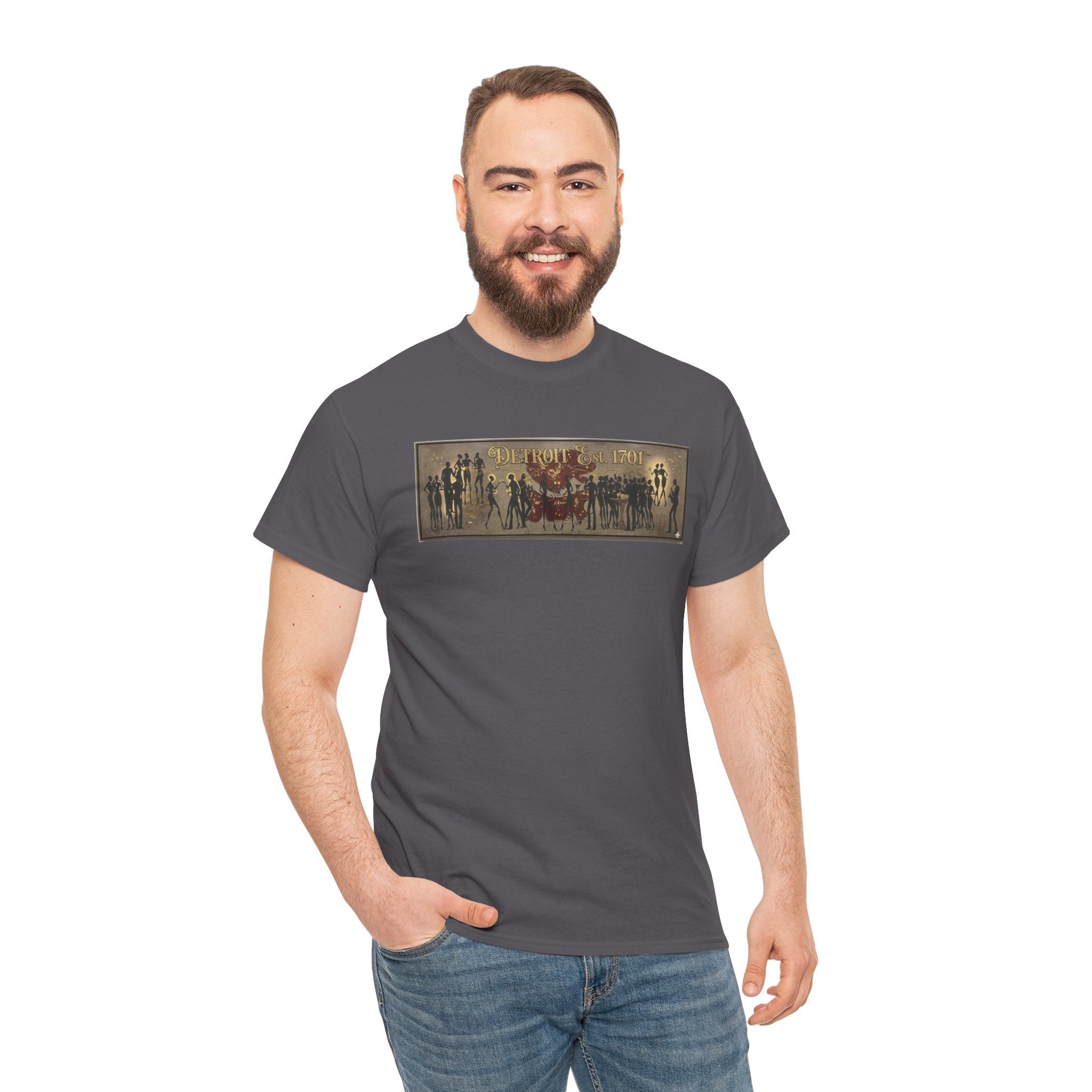Detroit Pride Vintage Silhouette Artwork Tee — Motor City Midnight Graphic Cotton T-Shirt