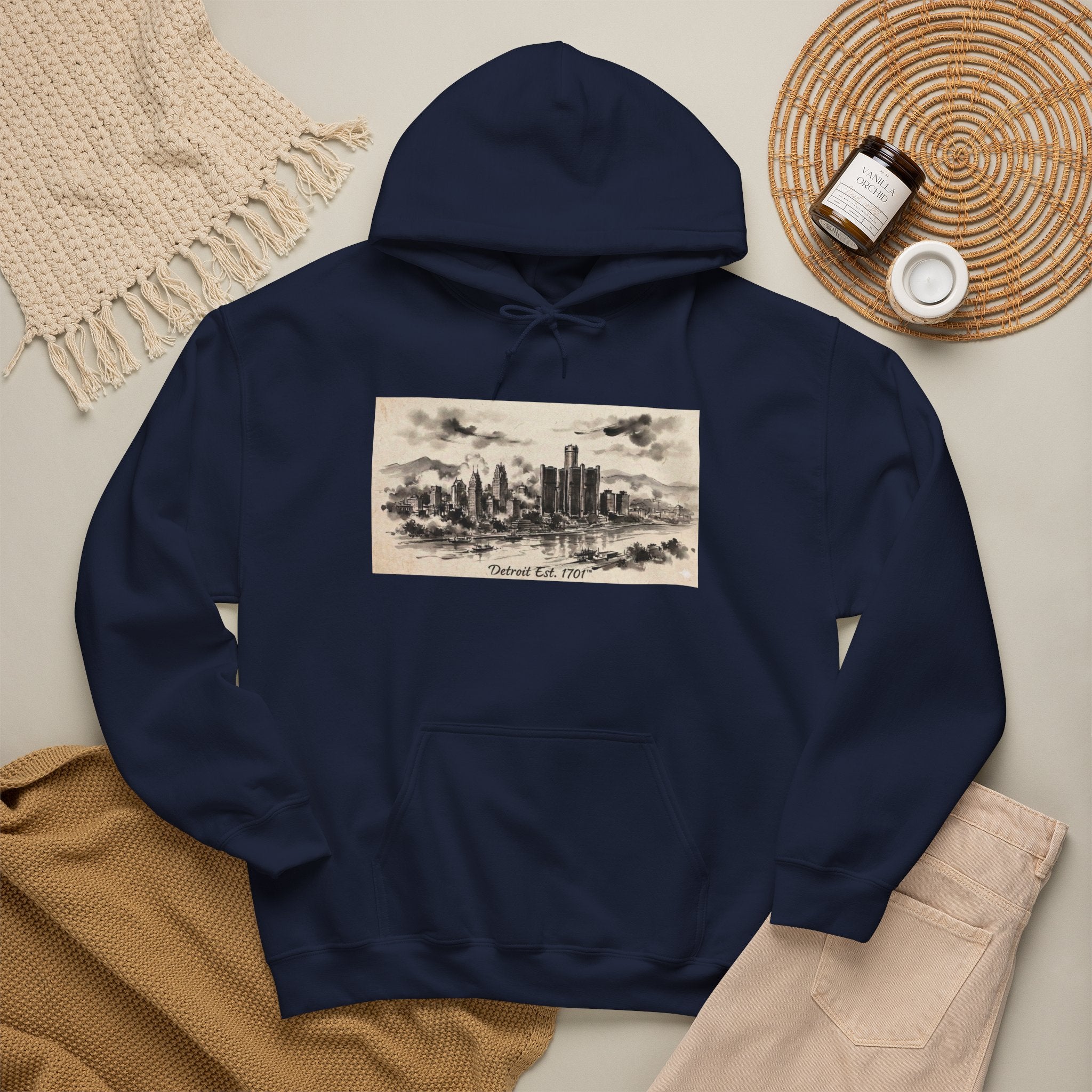 Detroit Pride Vintage Skyline Hoodie — "Detroit, Est. 1701" Pullover | Motor City Roots