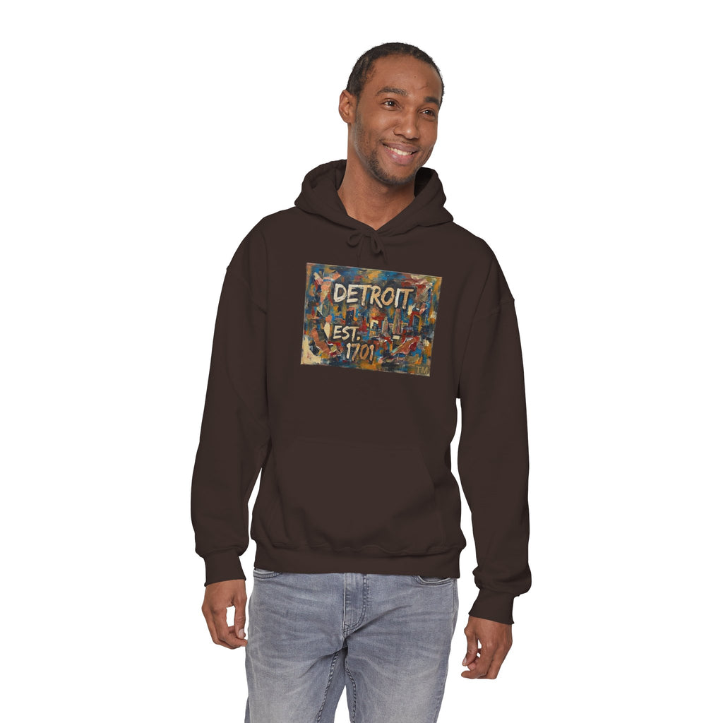 Detroit City Mural Hoodie — Abstract Painterly Graphic Pullover | Motor City Street Art