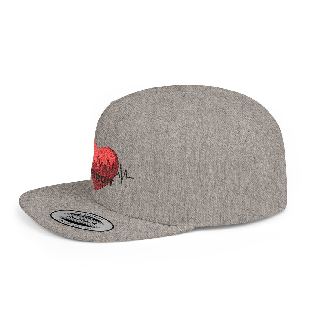Detroit Heartbeat Snapback Hat — Embroidered City Heart Graphic