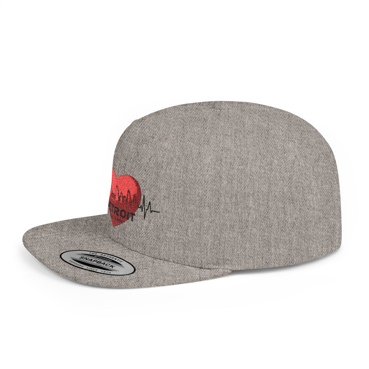 Detroit Heartbeat Snapback Hat — Embroidered City Heart Graphic