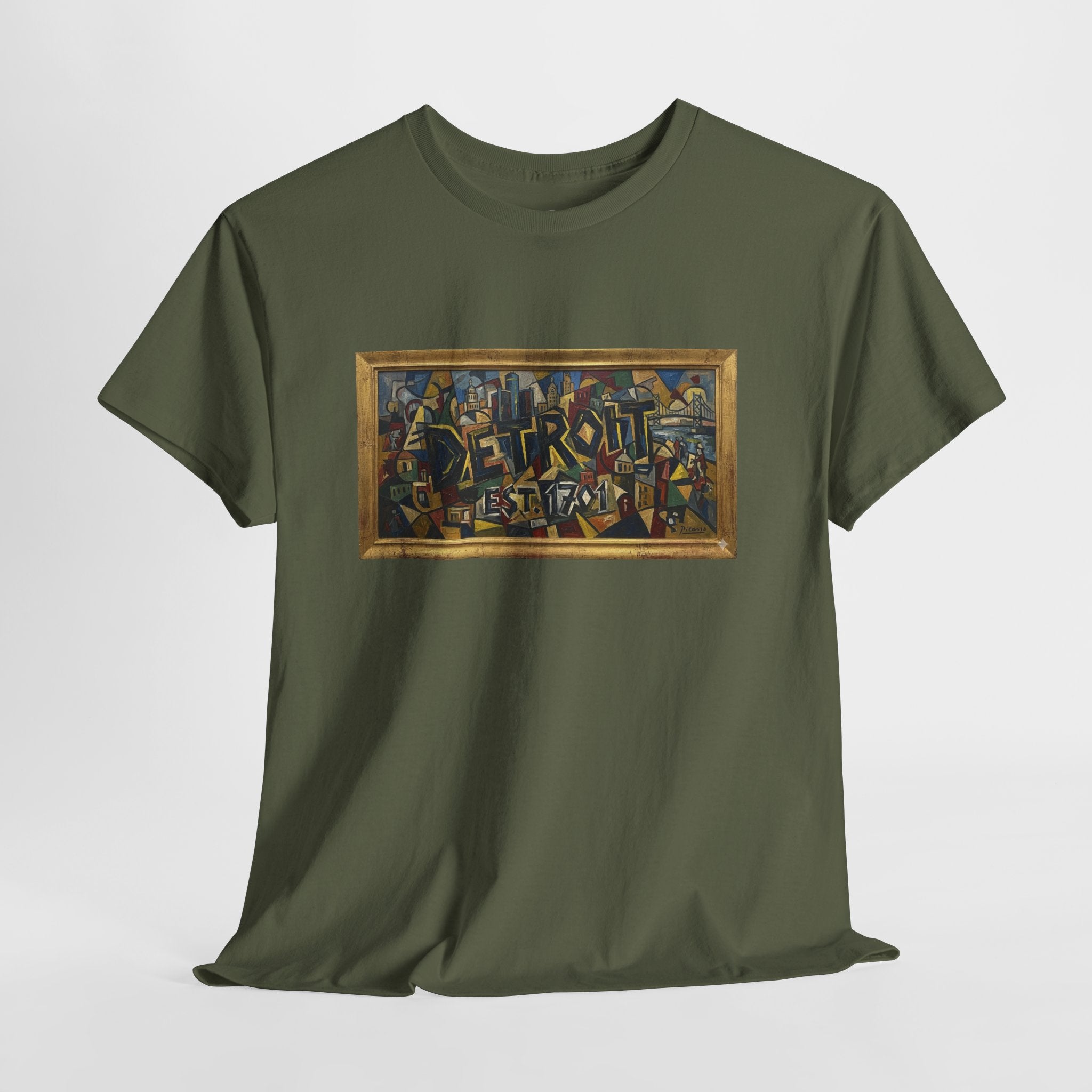 Men's Abstract Cubist Art T-Shirt — Framed Modern Painting Graphic(Unisex)