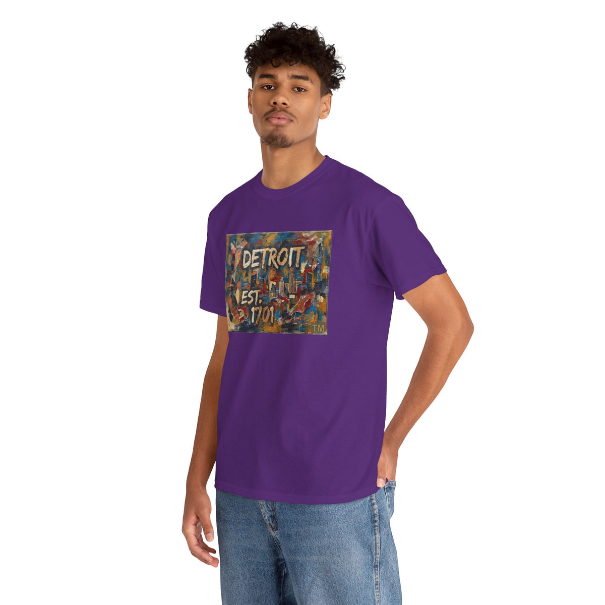 Detroit Abstract Painterly Mural T-Shirt — "DETROIT" Graphic Cotton Tee | Motor City Street Art
