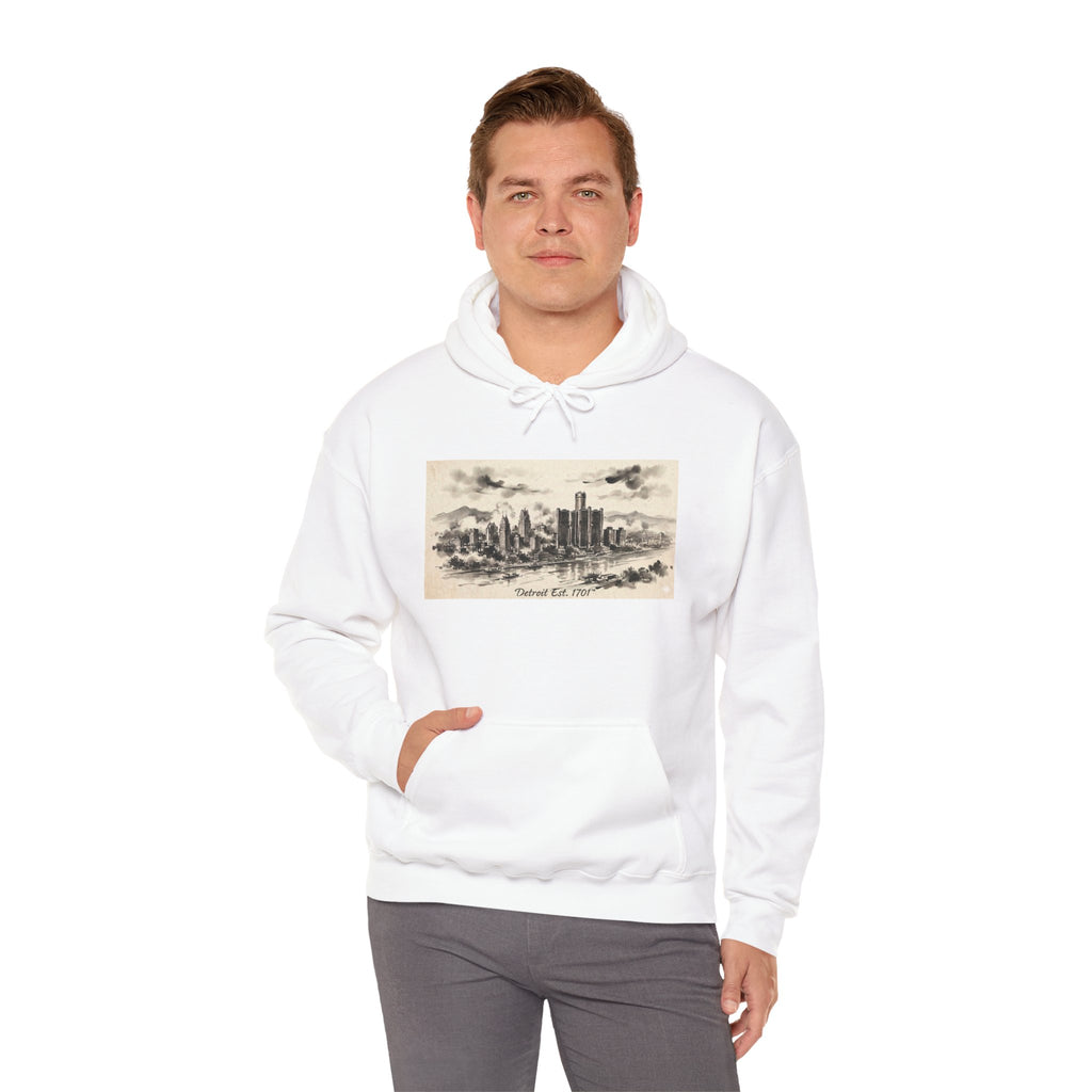 Detroit Pride Vintage Skyline Hoodie — "Detroit, Est. 1701" Pullover | Motor City Roots