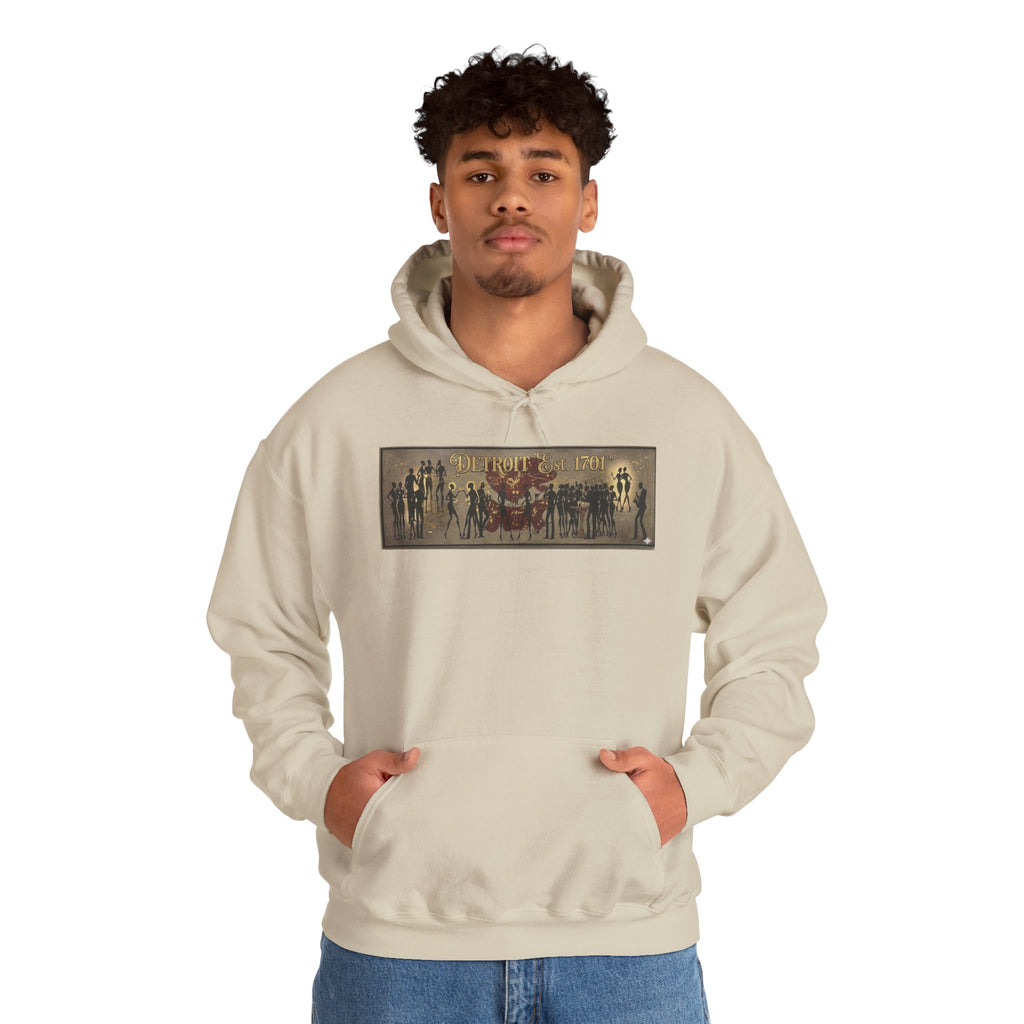 Detroit Pride Vintage Silhouette Artwork Hoodie — Motor City Midnight Graphic Pullover